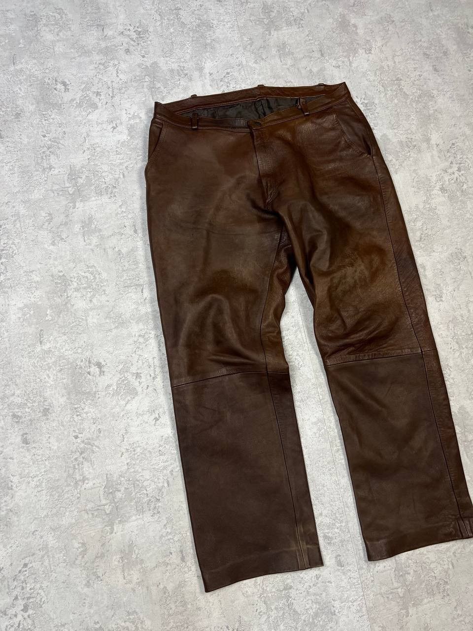 Genuine Leather Vintage Brown Leather Pants Y2K Size US 36 / EU 52 - 2 Thumbnail