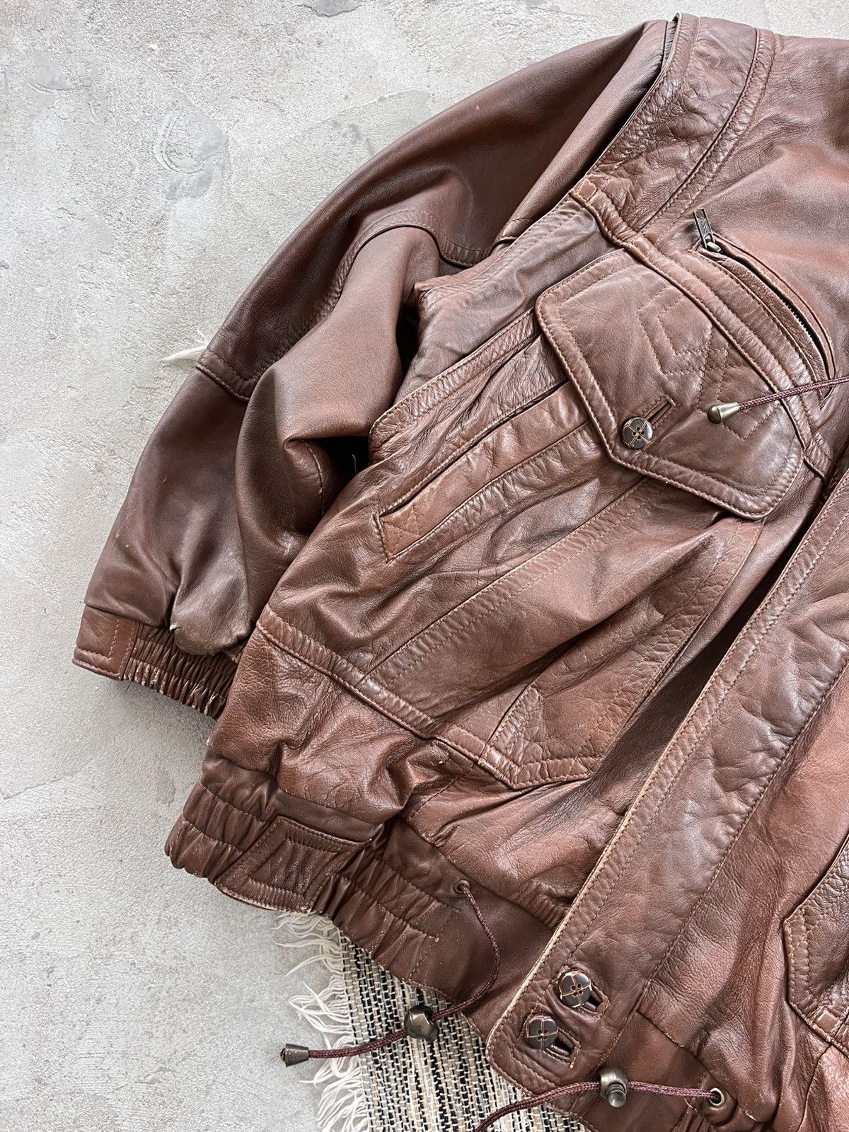 Genuine Leather Vintage Brown Leather Biker Bomber Jacket Avantgarde Y2K Size US L / EU 52-54 / 3 - 9 Thumbnail