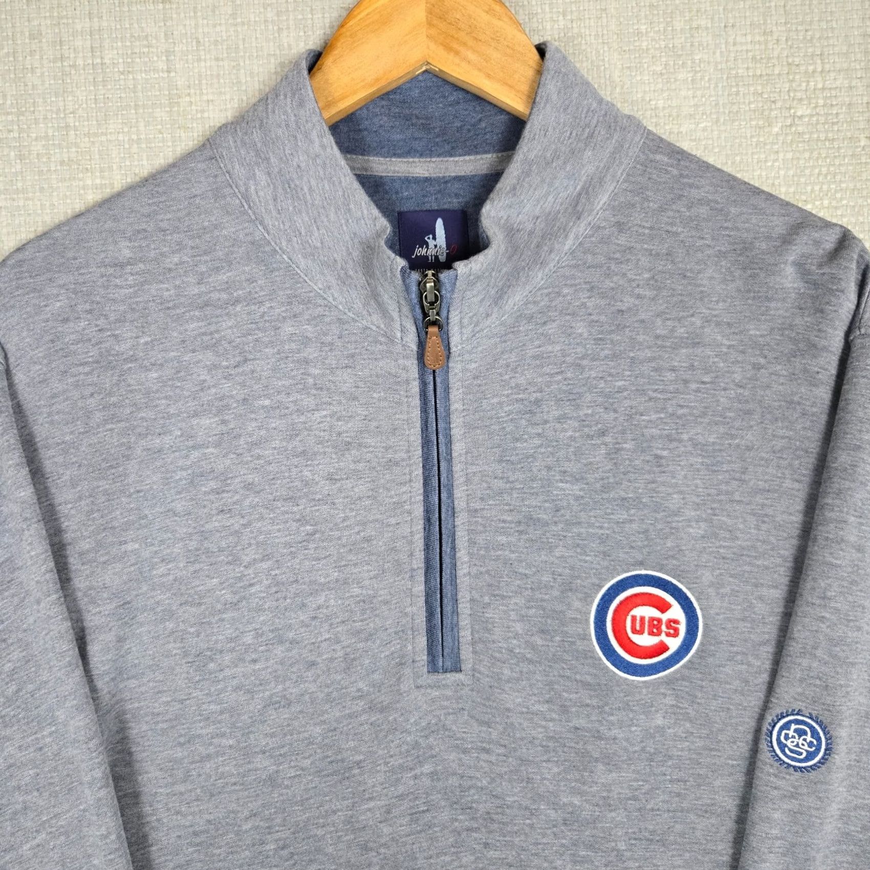 johnnie-O JOHNNIE-O Mens XL Pullover 1/4 Zip Golf Sweatshirt Blue Knit Cotton Blend Mock Neck Windproof? (Note: cannot add new words) Size US XL / EU 56 / 4 - 2 Thumbnail