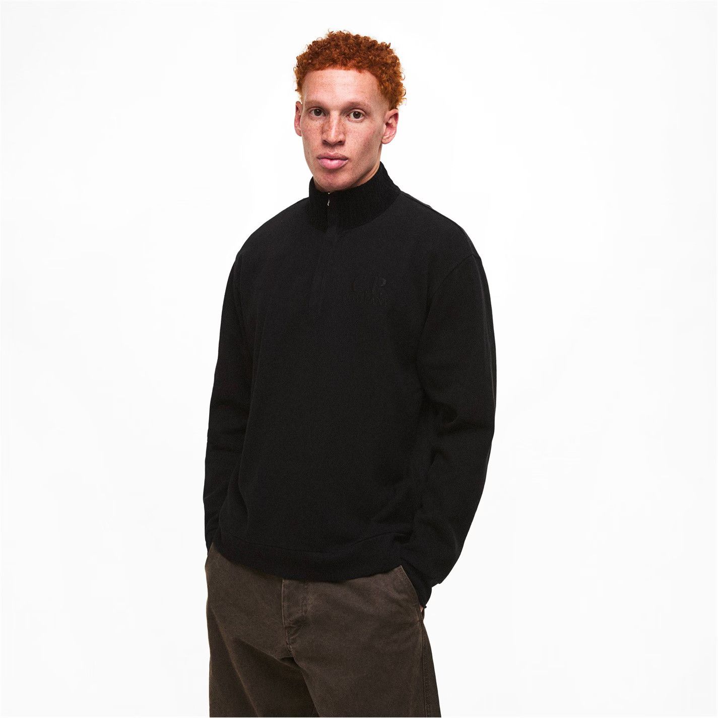 C.P. Company o1g2r1mq0426 Polo Collar Sweatshirt in Black Size US L / EU 52-54 / 3 - 3 Thumbnail