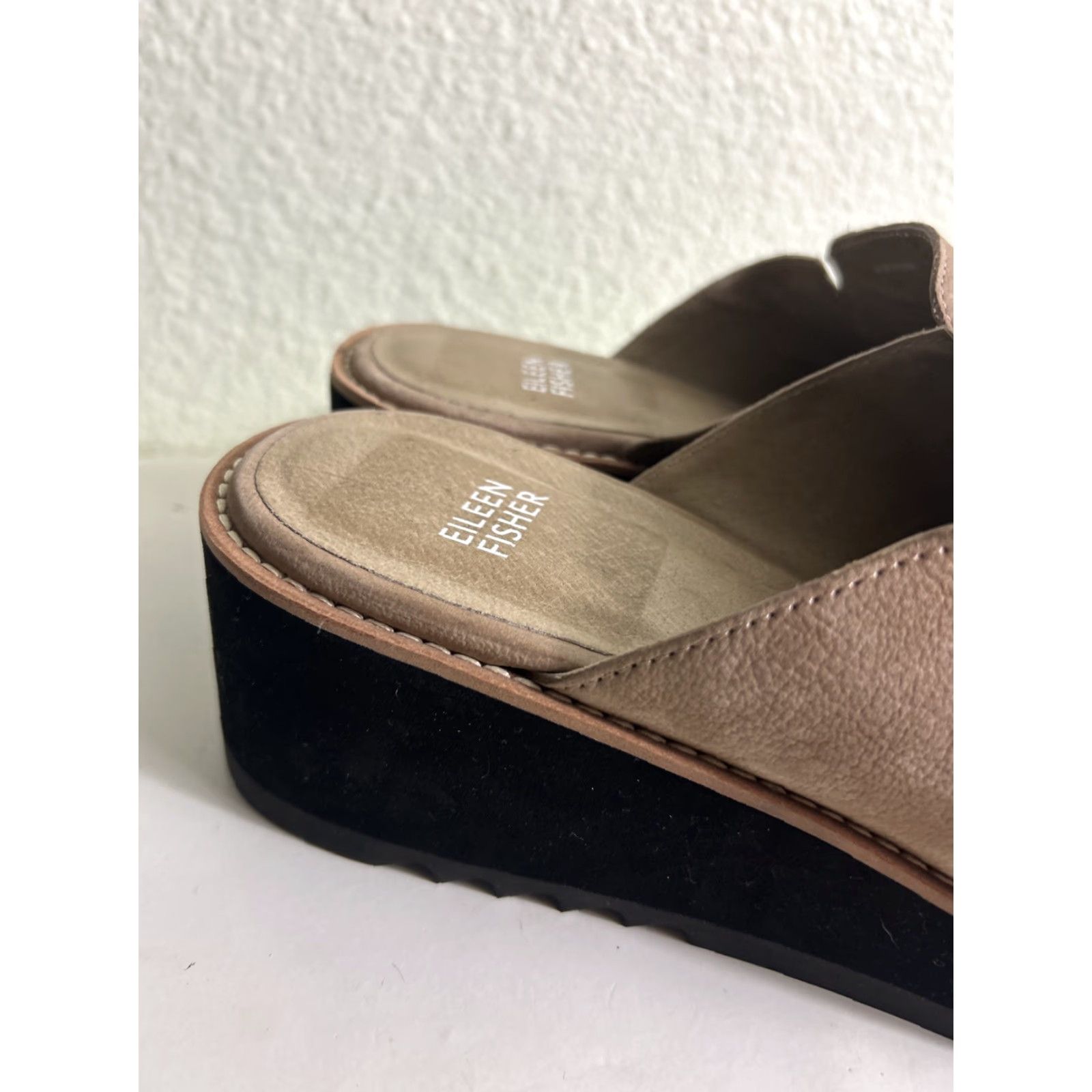 Eileen Fisher Eileen Fisher Loti Tumbled Nubuck Wedge Mule Slip On Shoes Tan Women Size 10 Mules Size US 10 / IT 40 - 4 Thumbnail