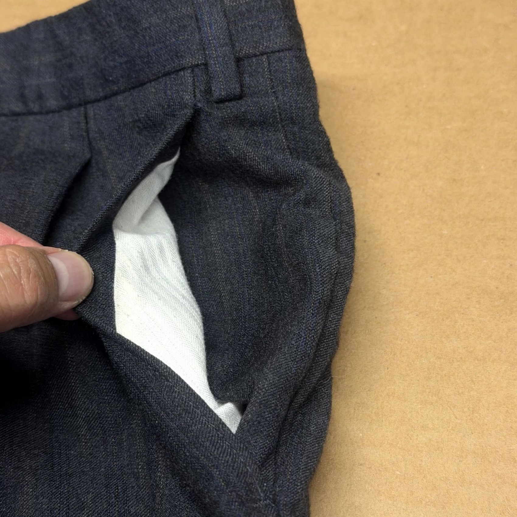 Vintage Turnbury Mens 38x32 Gray Wool Pants - Formal Dress Slim Fit Size US 38 / EU 54 - 7 Thumbnail
