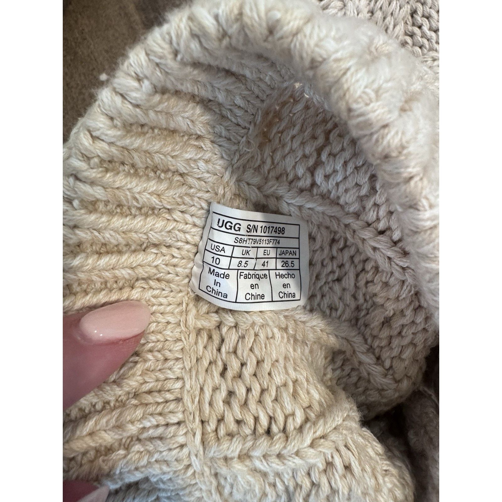 Ugg Ugg, Kalla Sock Creme Button Cozy Knit Argyle, Size 10 Size US 10 / IT 40 - 6 Thumbnail