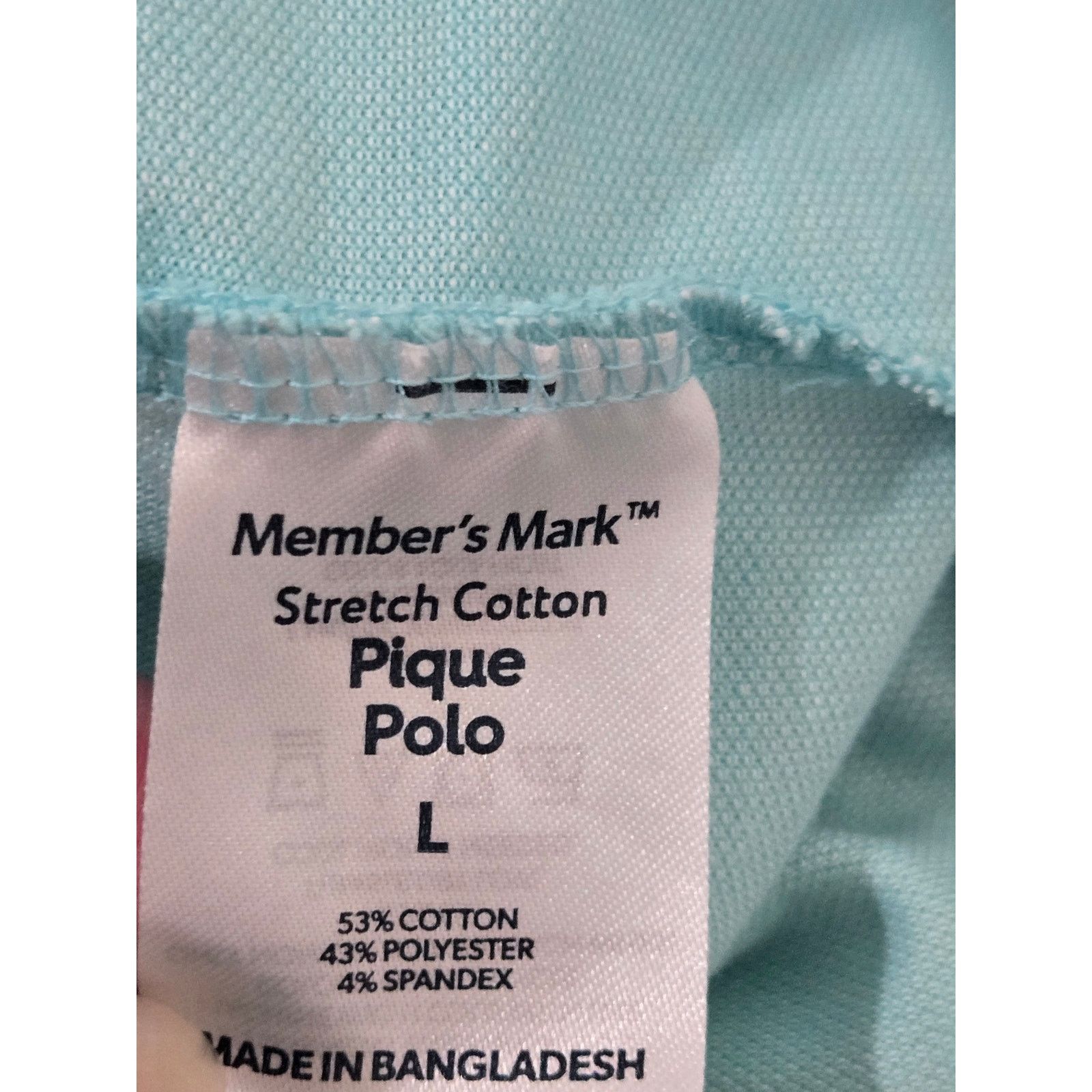 Other Member's Mark Light Teal Pique Polo Men's Shirt Large Size US L / EU 52-54 / 3 - 4 Thumbnail
