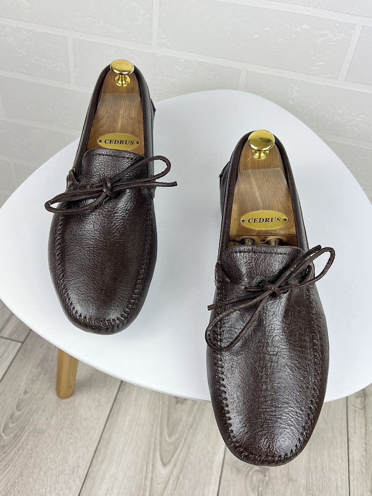 Prada PRADA MILANO Loafers Leather Drivers Mocassins Logo Brown Size US 10 / EU 43 - 4 Thumbnail