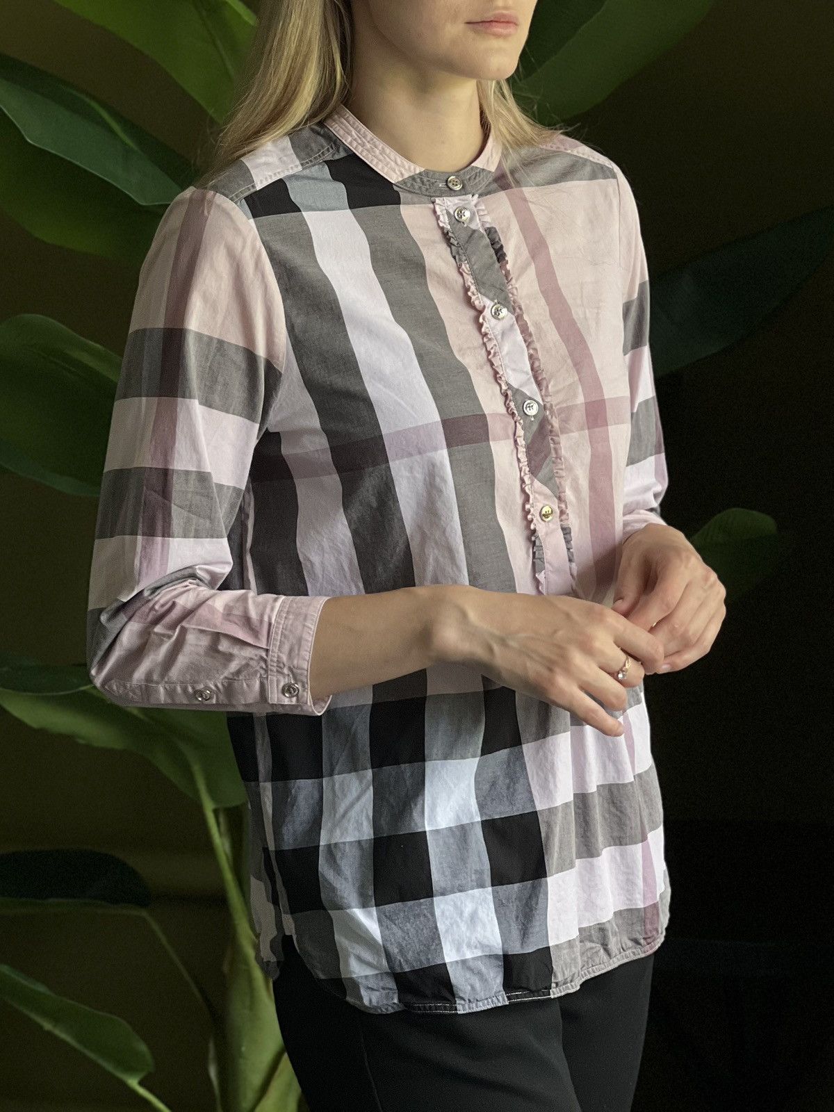 Burberry Burberry Pink House Check Cotton Shirt Grandad Collar Size M Size M / US 6-8 / IT 42-44 - 6 Thumbnail