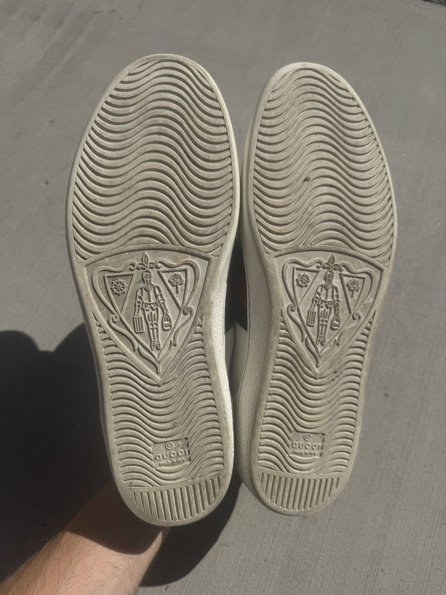 Gucci GUCCI ACE CLASSIC SNEAKERS WHITE GREEN RED WEB LEATHER 12 G Size US 13 / EU 46 - 5 Thumbnail