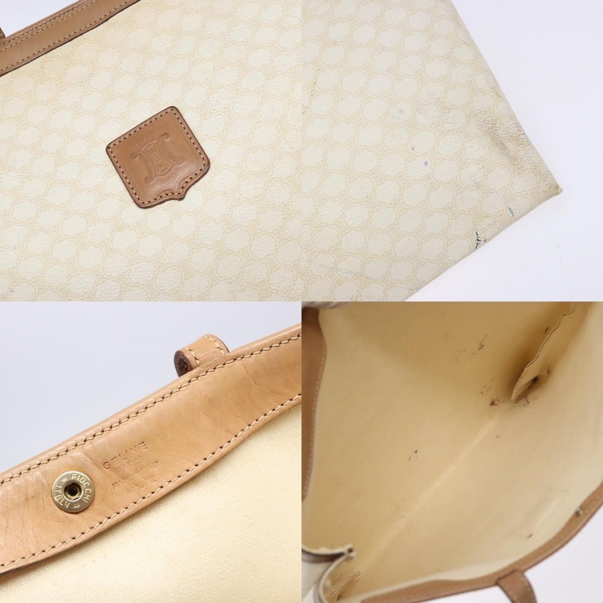Celine CELINE Macadam Canvas Tote Bag Pvc Leather White Gold Size ONE SIZE - 11 Thumbnail