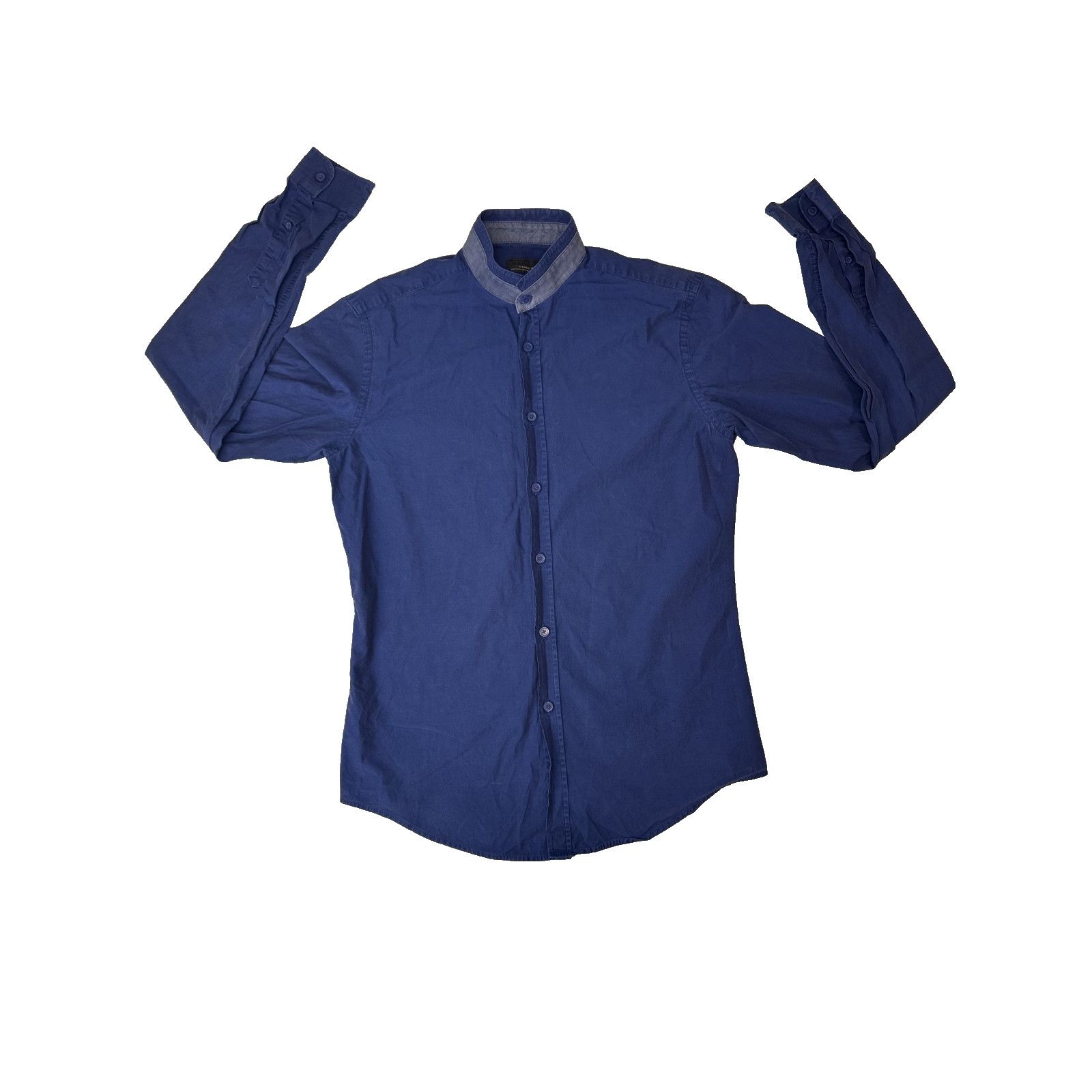 Zara Zara Man Slim Fit Blue Button-Down Shirt Stand Collar Small Size US S / EU 44-46 / 1 - 1 Thumbnail