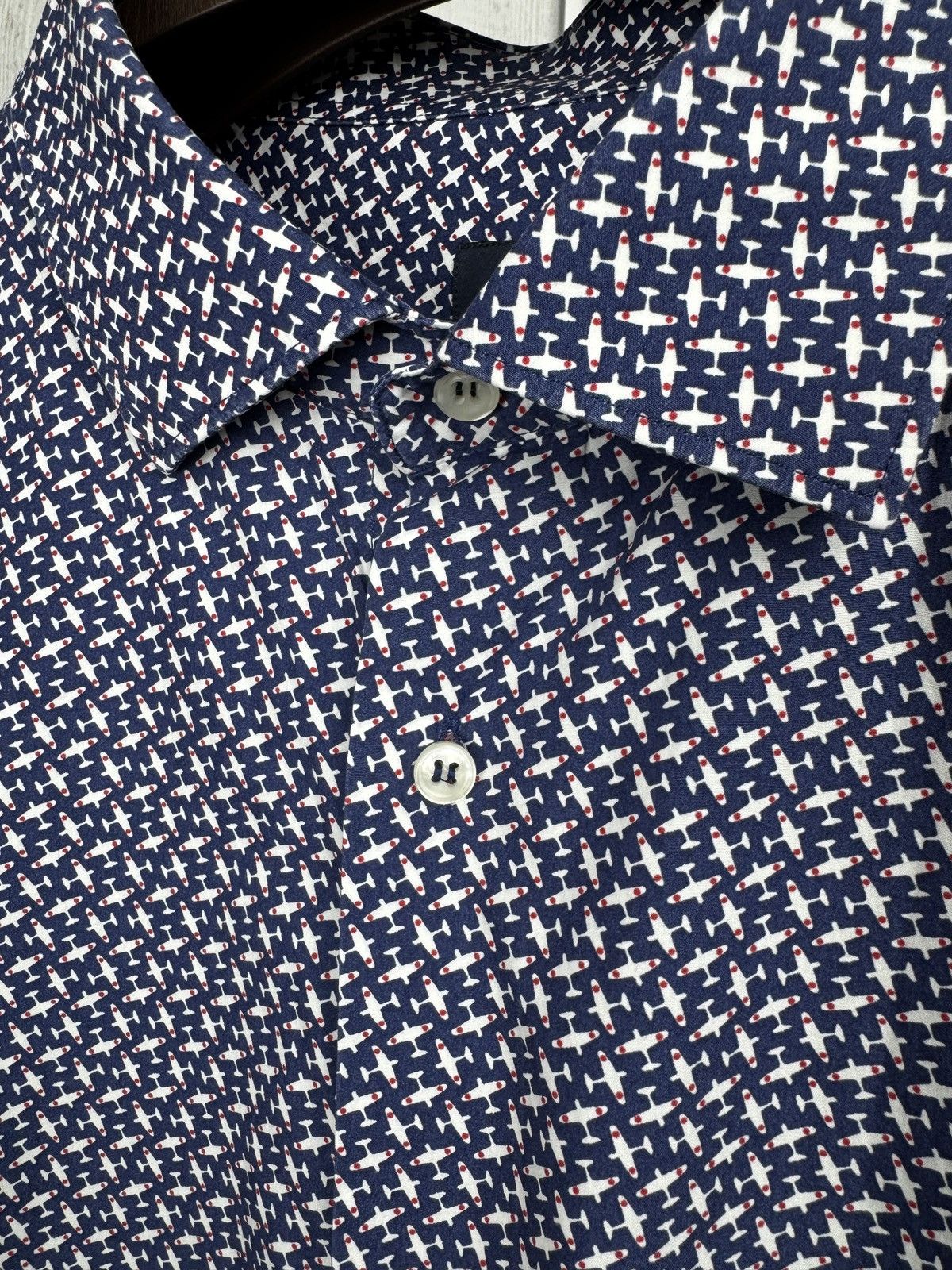 Paul & Shark Paul & Shark Blue Airplane pattern long sleeve shirt Size US XXL / EU 58 / 5 - 4 Thumbnail