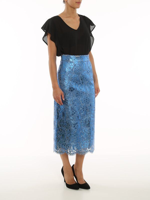 Dolce & Gabbana o1y0925 Midi Skirt in Azure Size 26" / US 2 / IT 38 - 4 Thumbnail