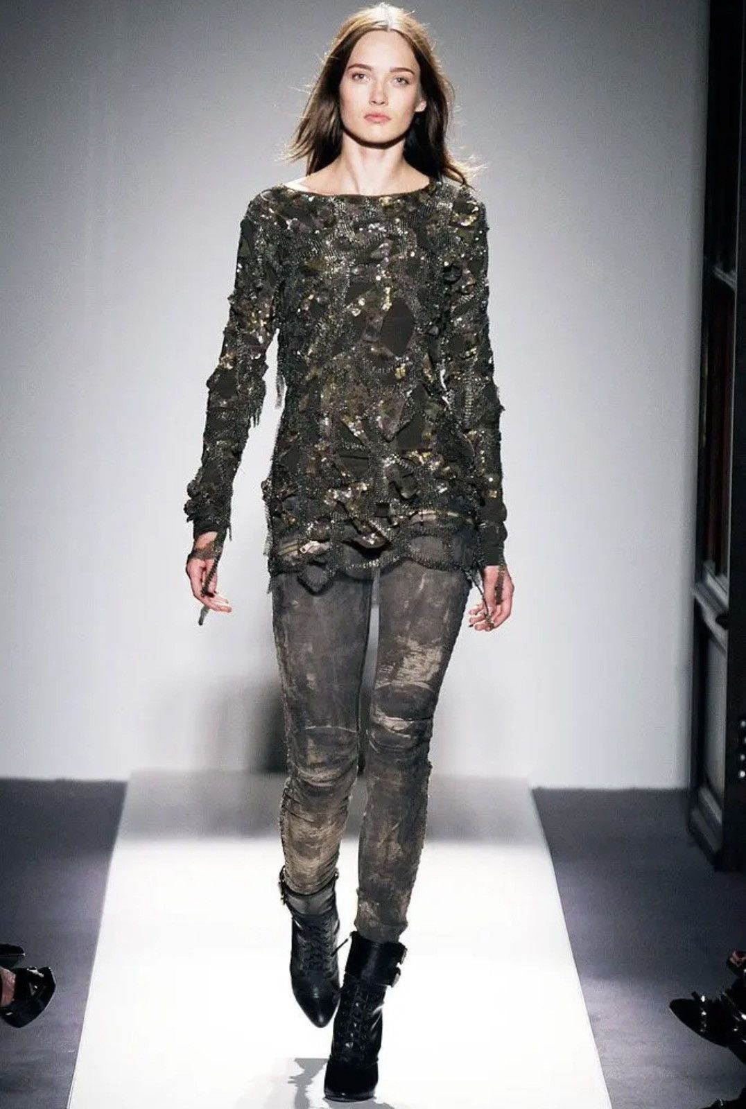 BALMAIN by Decarnin SS2010 Wax ‘Stain’ Biker Denim Zip Jeans