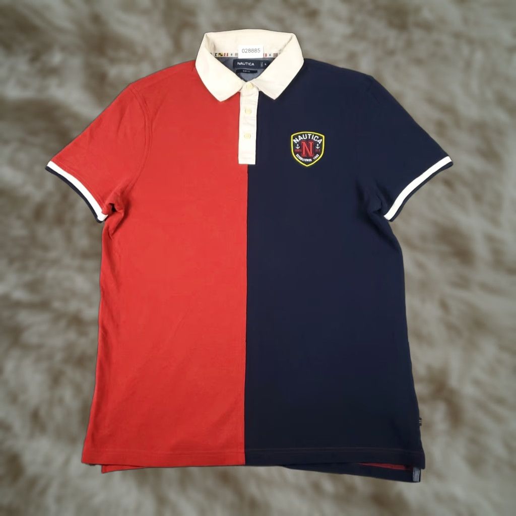 Nautica Nautica Polo Shirt Mens XL Colorblock Short Sleeve Collared Button Classic Casual Adult XL Red Blue Slim Fit Size US XL / EU 56 / 4 - 1 Thumbnail