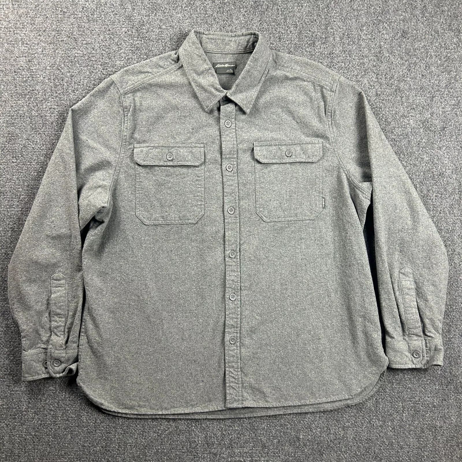 Eddie Bauer Men's Long Sleeve Flannel Check Shirt, Size XL cotton navy blue type Vintage Second Hand