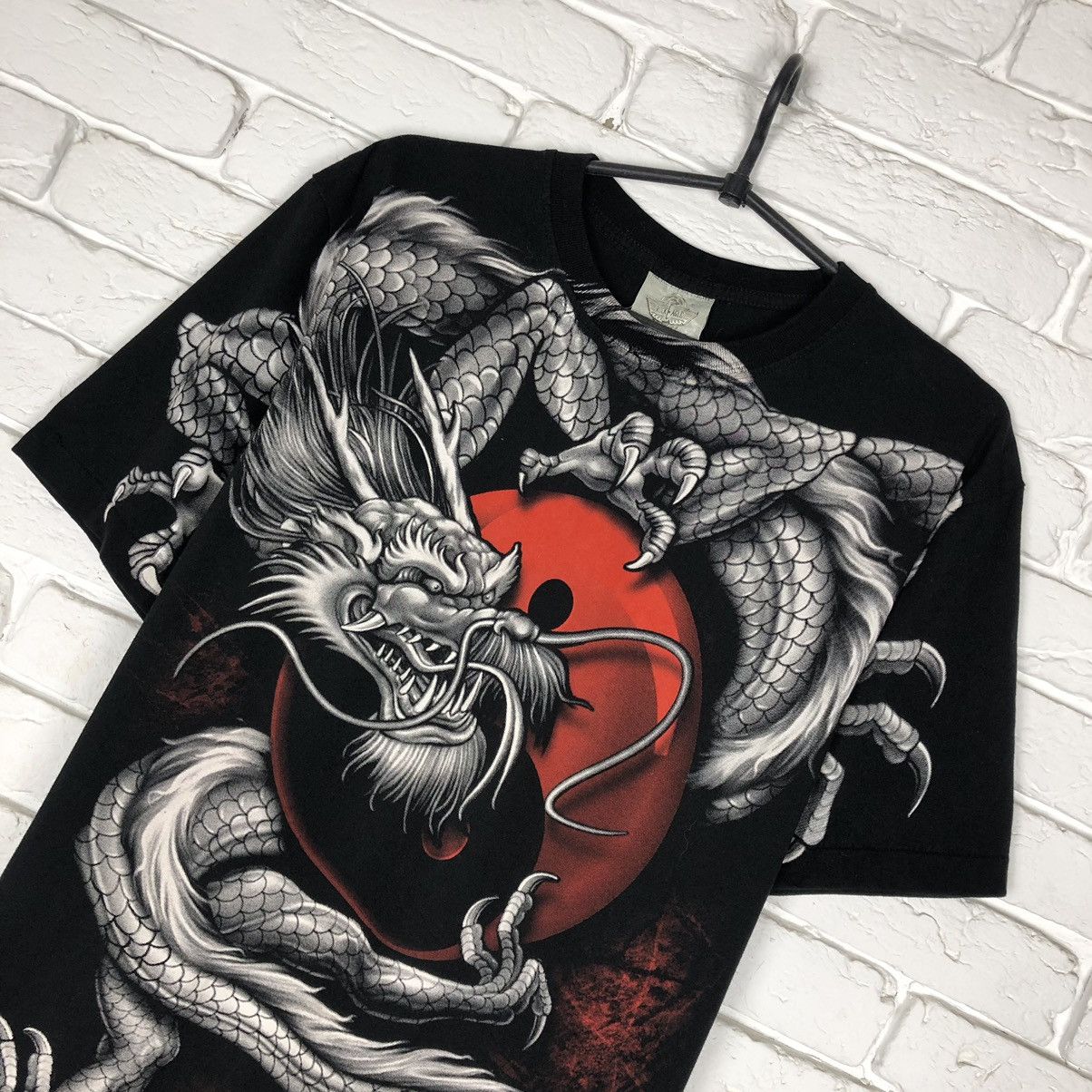 Japanese Brand Dragon tattoo all over print vintage tee t shirt Size US L / EU 52-54 / 3 - 2 Thumbnail