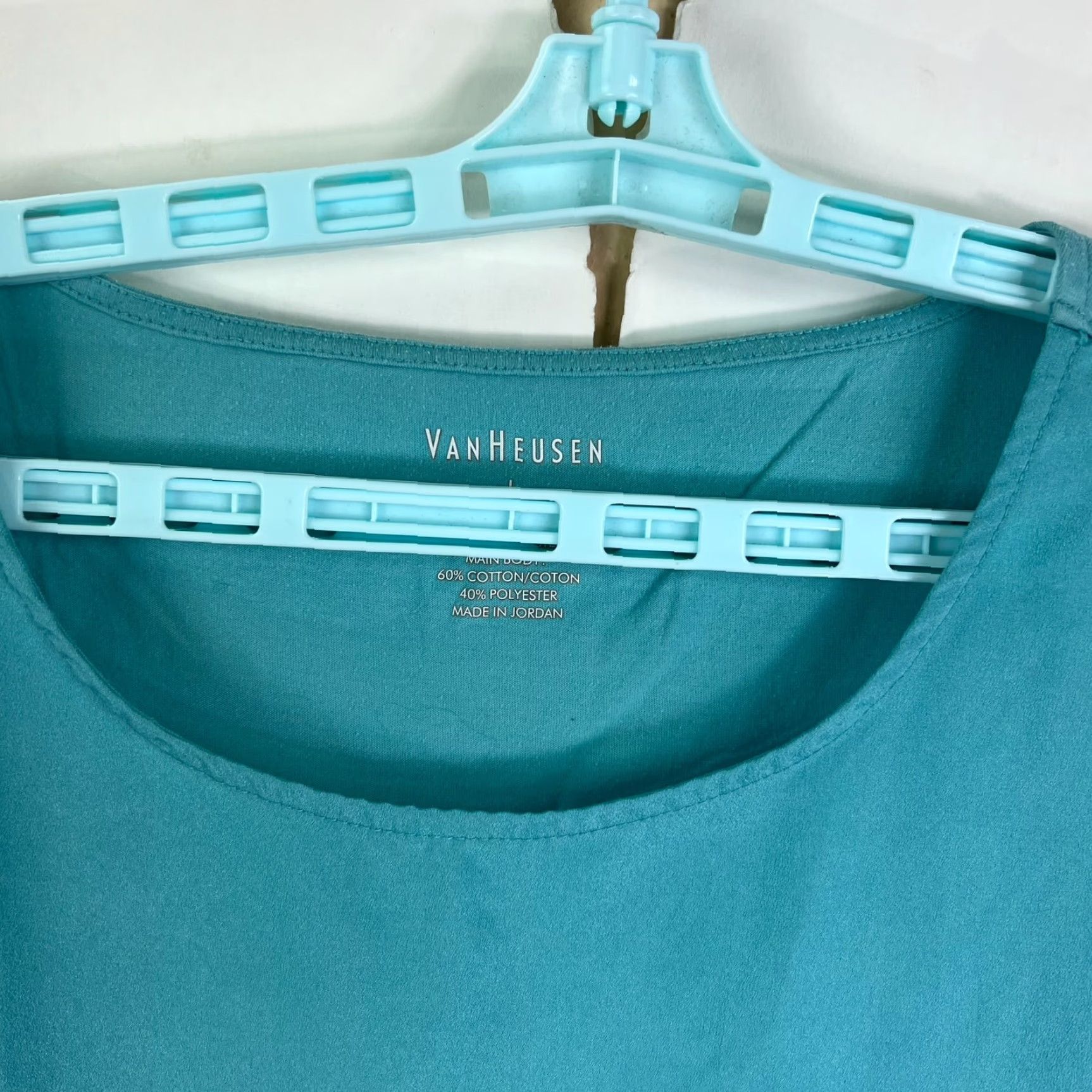Van Heusen Van Heusen Blouse Womens Size L Blue Short Sleeve Chiffon Cotton Polyester Lightweight Easy Care Regular Fit Size L / US 10 / IT 46 - 2 Thumbnail