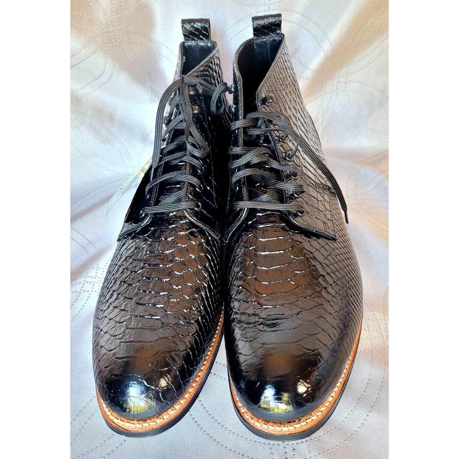 Stacy Adams NEW Size 14D Stacy Adams Black Leather High Top Boots Shoes Size US 14 / EU 47 - 4 Thumbnail