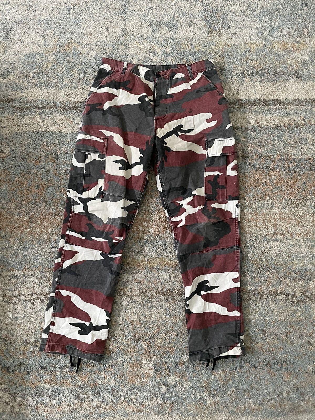 Vintage VTG baggy camo cargo pants 32x29 faded red grey white Size US 32 / EU 48 - 1 Thumbnail
