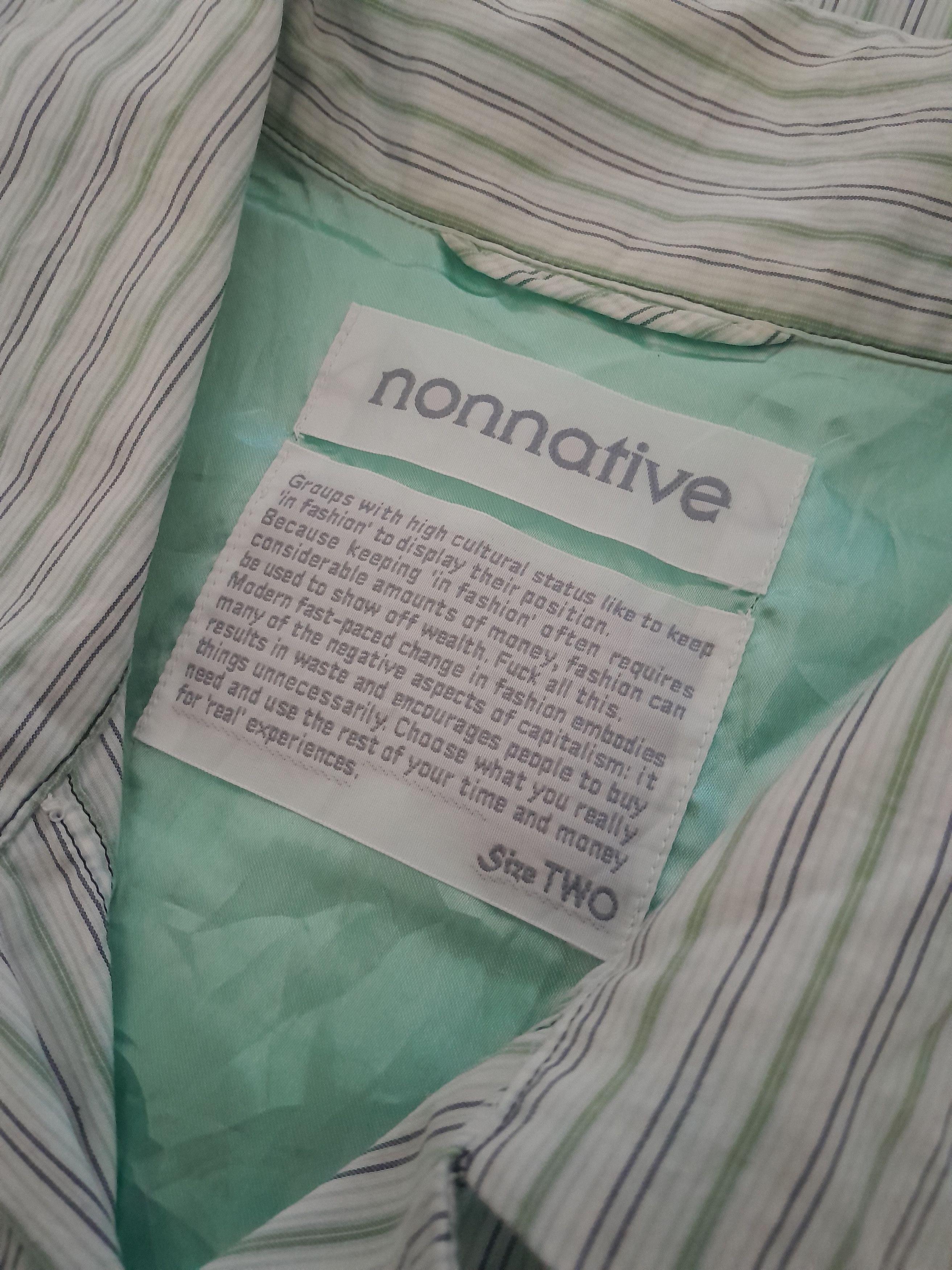 Nonnative Nonnative green stripe metal button shirt Size US M / EU 48-50 / 2 - 5 Thumbnail