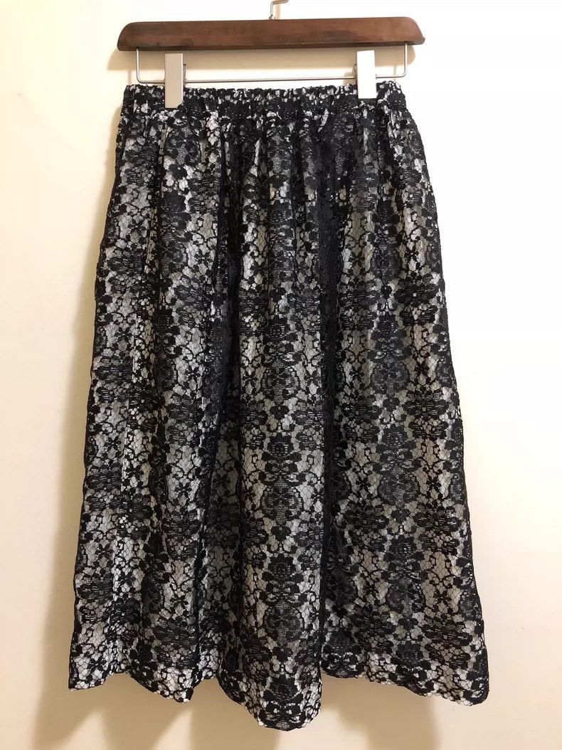 Comme des Garcons CDG Lace Midi Skirt in Black Color-2506 Size US 26 / EU 42 - 1 Thumbnail