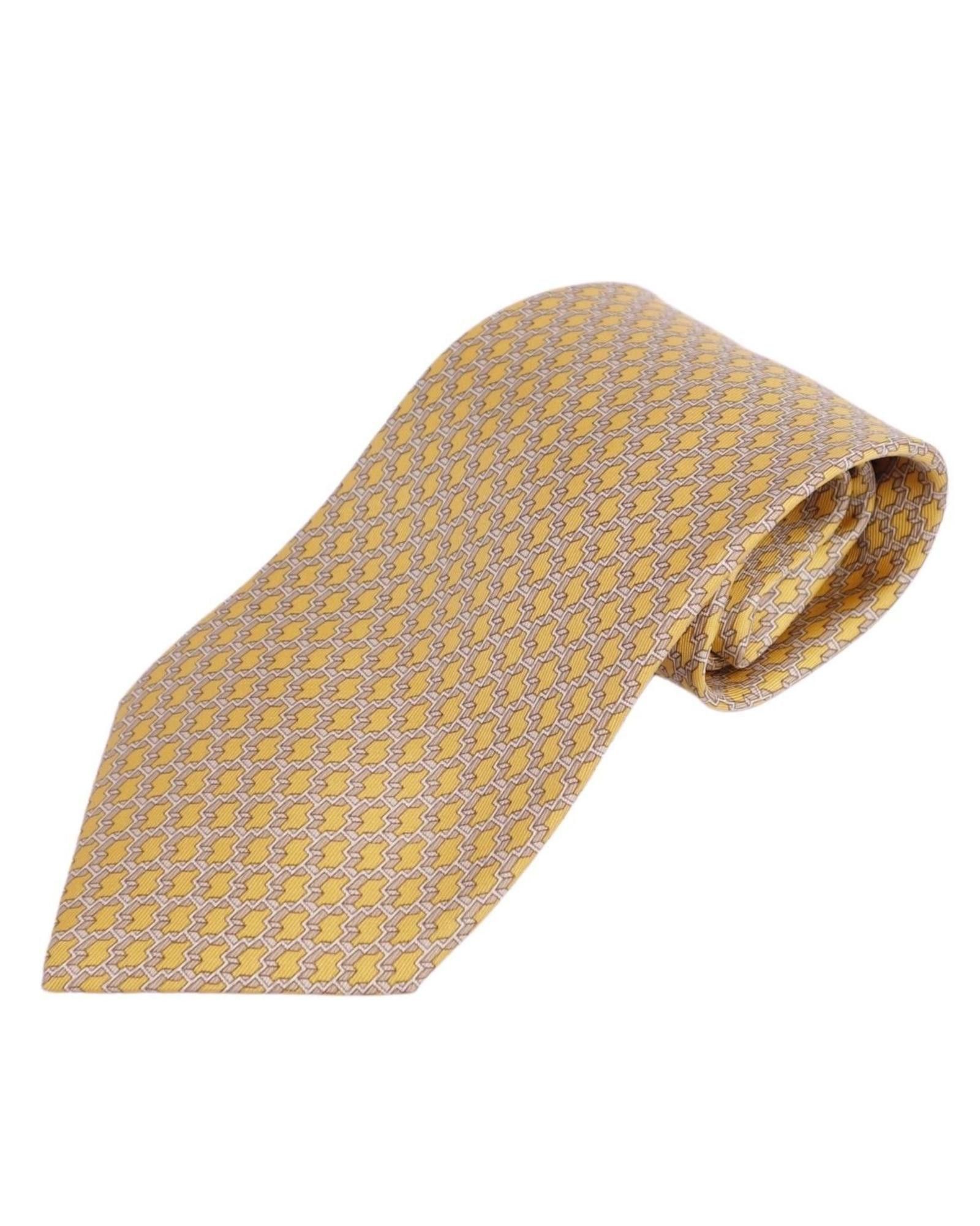 image of Elegant Yellow Silk Cravat For Men By Hermes