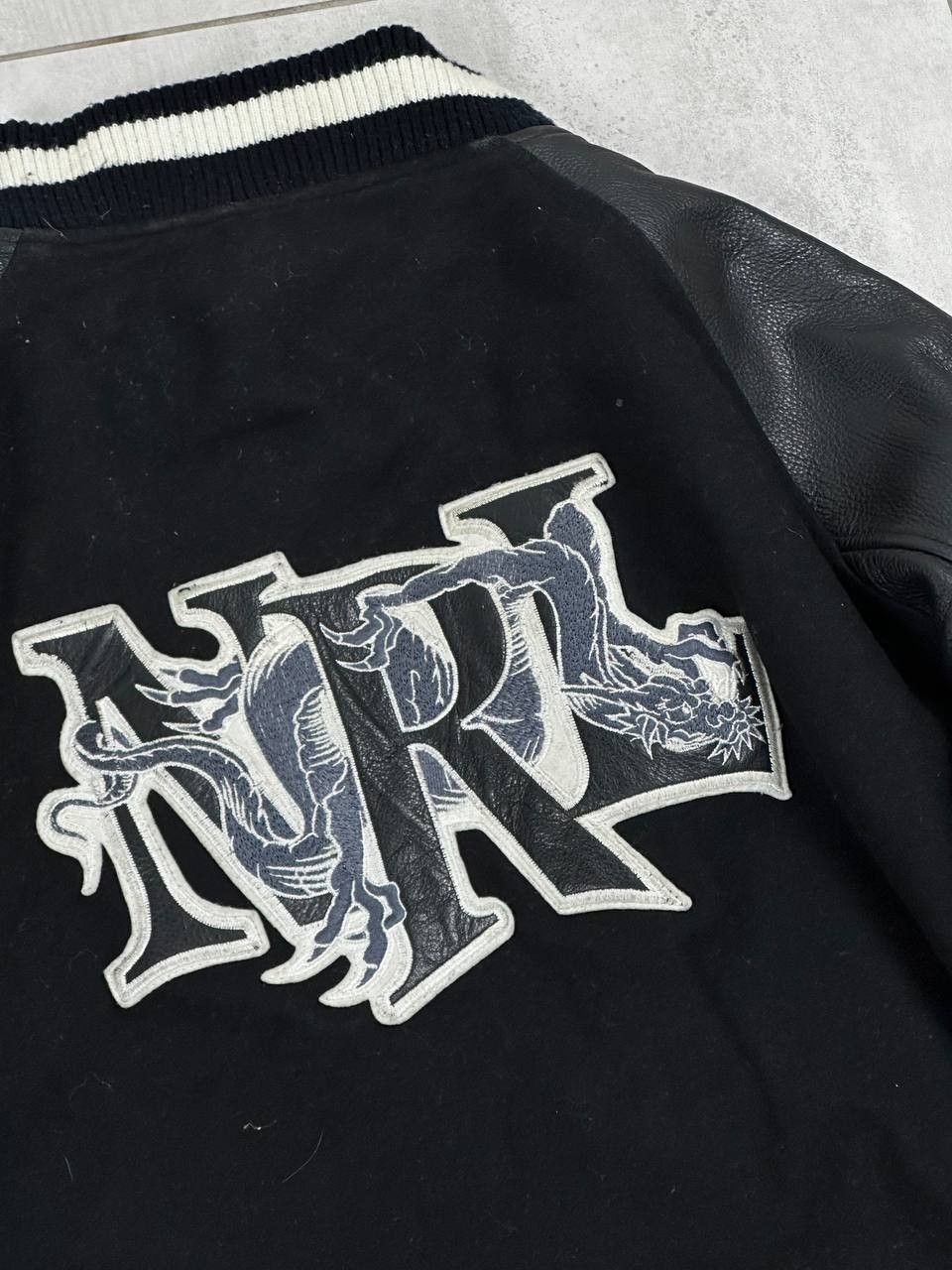 Japanese Brand Nine Rulaz Black Japan Dragon Leather Sleeve Varsity Jacket Size US XXL / EU 58 / 5 - 5 Thumbnail