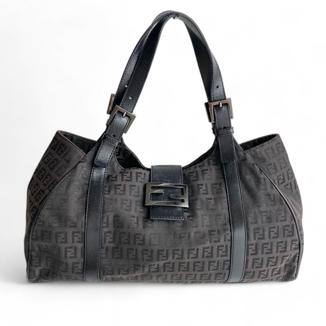 Fendi Fendi - Mamma Baguette Handbag Zucca Black Leather Size ONE SIZE - 3 Thumbnail