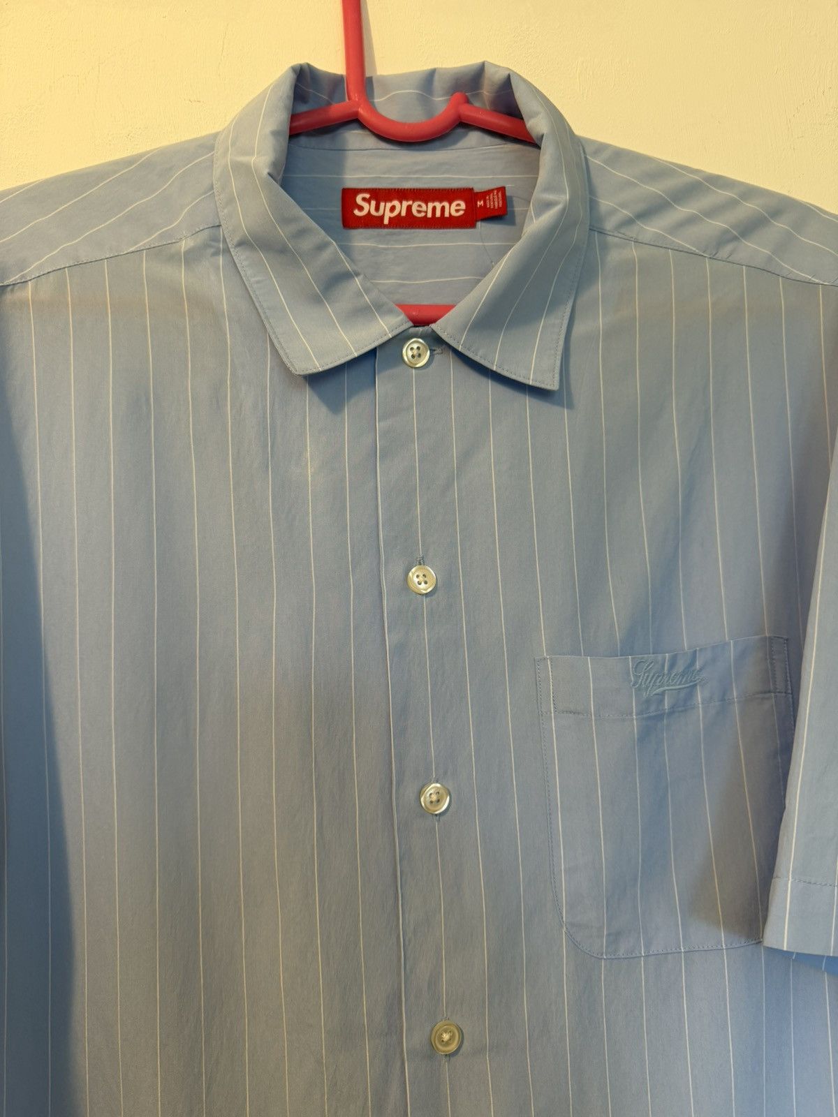 Supreme Supreme Short-Sleeve Pajama Shirt Light Blue Striped SS25 Size US M / EU 48-50 / 2 - 3 Thumbnail