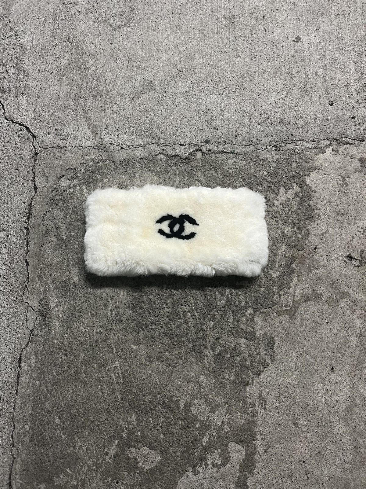 Chanel Chanel rabbit fur logo cuff | Grailed