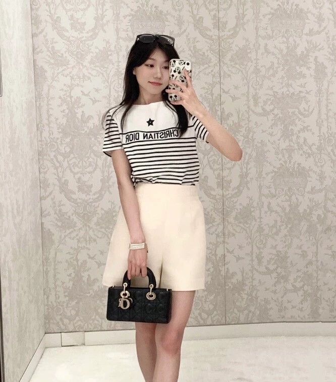 Dior Dior Color-blocked striped letter embroidery cotton short- Size XS / US 0-2 / IT 36-38 - 8 Thumbnail