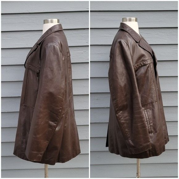 Vintage Vintage 70s Western Brown Leather Faux Fur Fleece Insulated Size US L / EU 52-54 / 3 - 3 Thumbnail