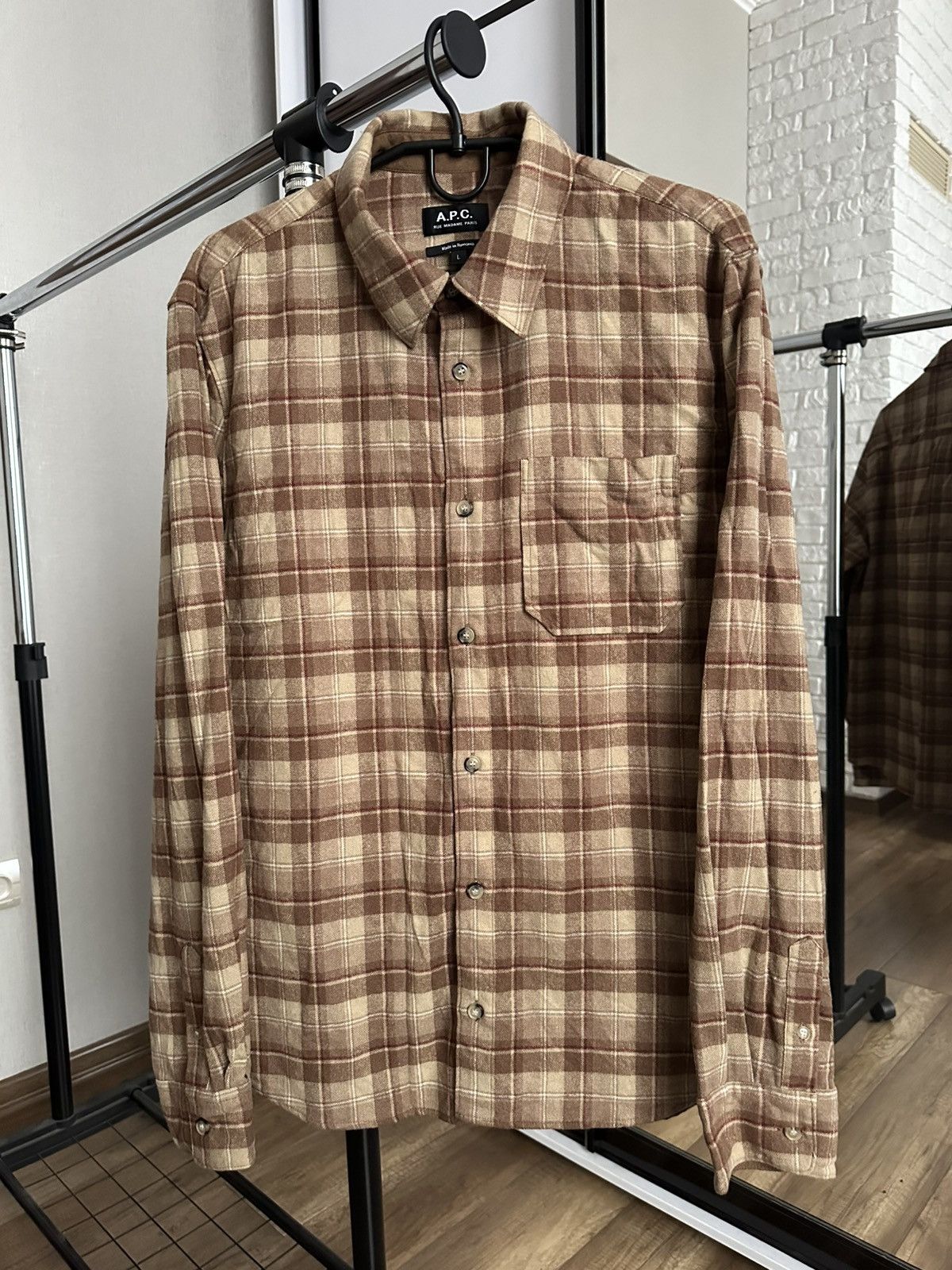 A.P.C. A.P.C. Rue Madame Paris Shirt Button Up Long Sleeve Flannel Size US L / EU 52-54 / 3 - 3 Thumbnail
