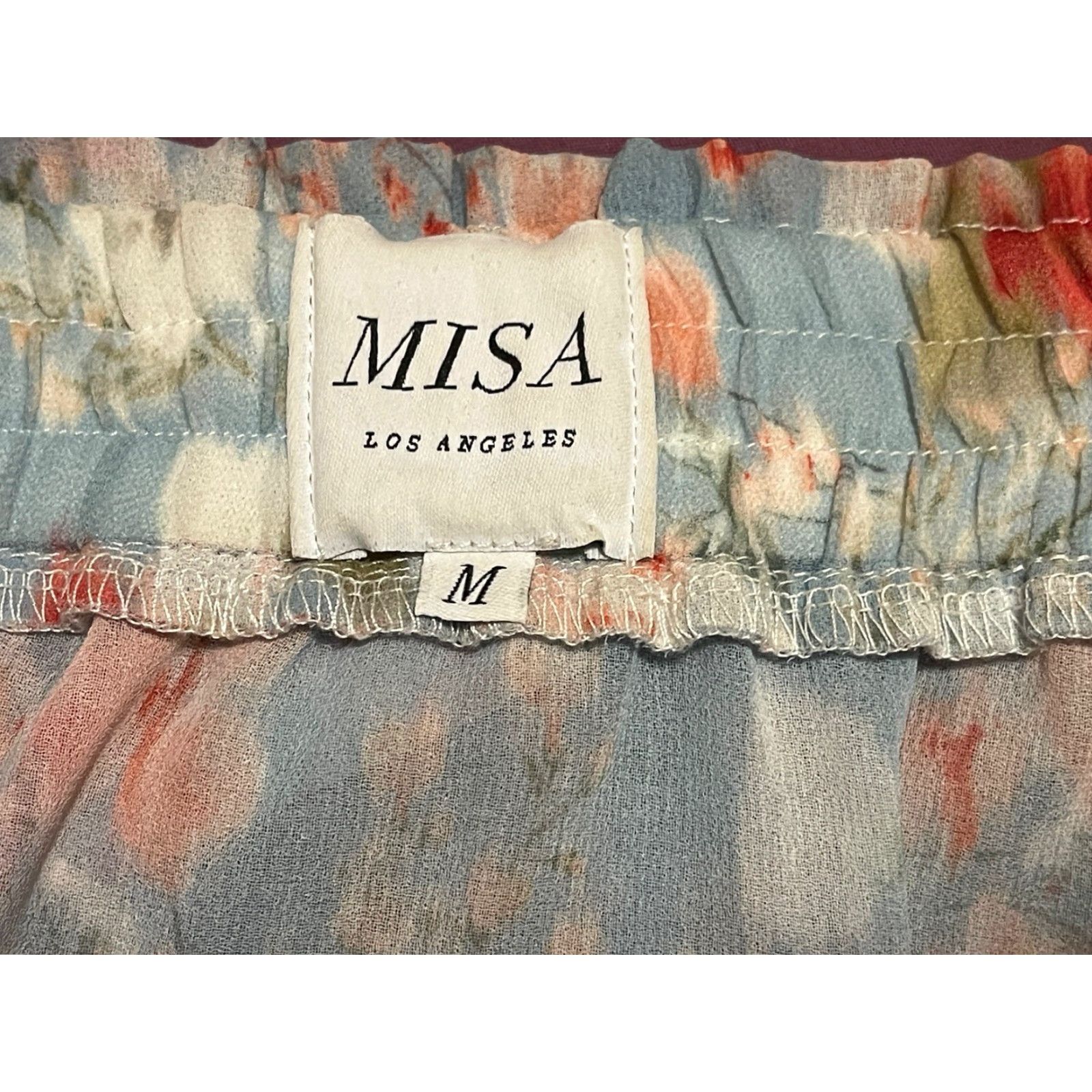 MISA Los Angeles MISA LOS ANGELES Skirt Women Midi Chiffon Floral Blue Ruffle Asymmetrical M Multicolor Size 32" / US 10 / IT 46 - 4 Thumbnail