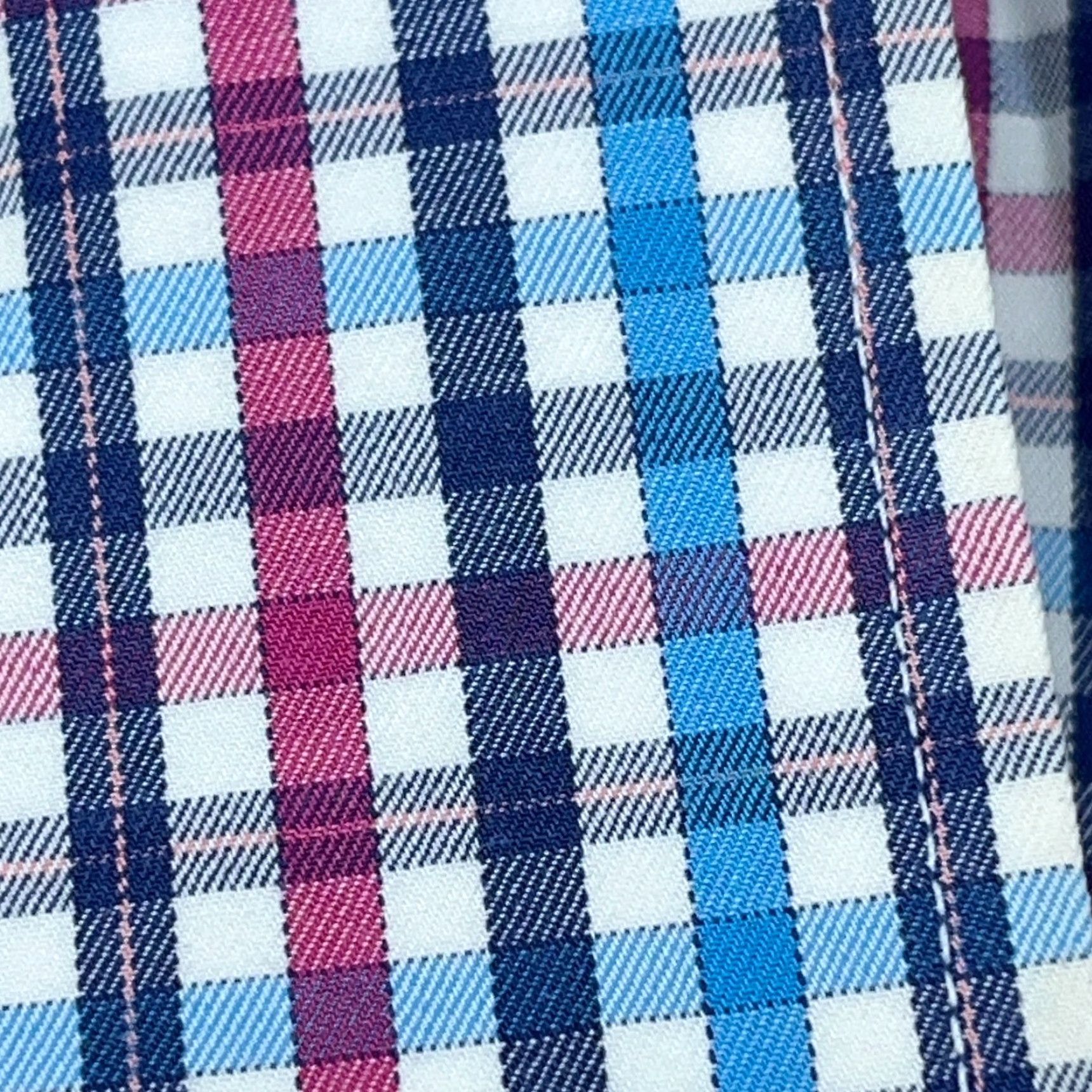 Peter Millar Peter Millar Shirt Men Medium Pink BlueButton Up Tattersall Plaid Dress Poplin Size 40R - 4 Thumbnail