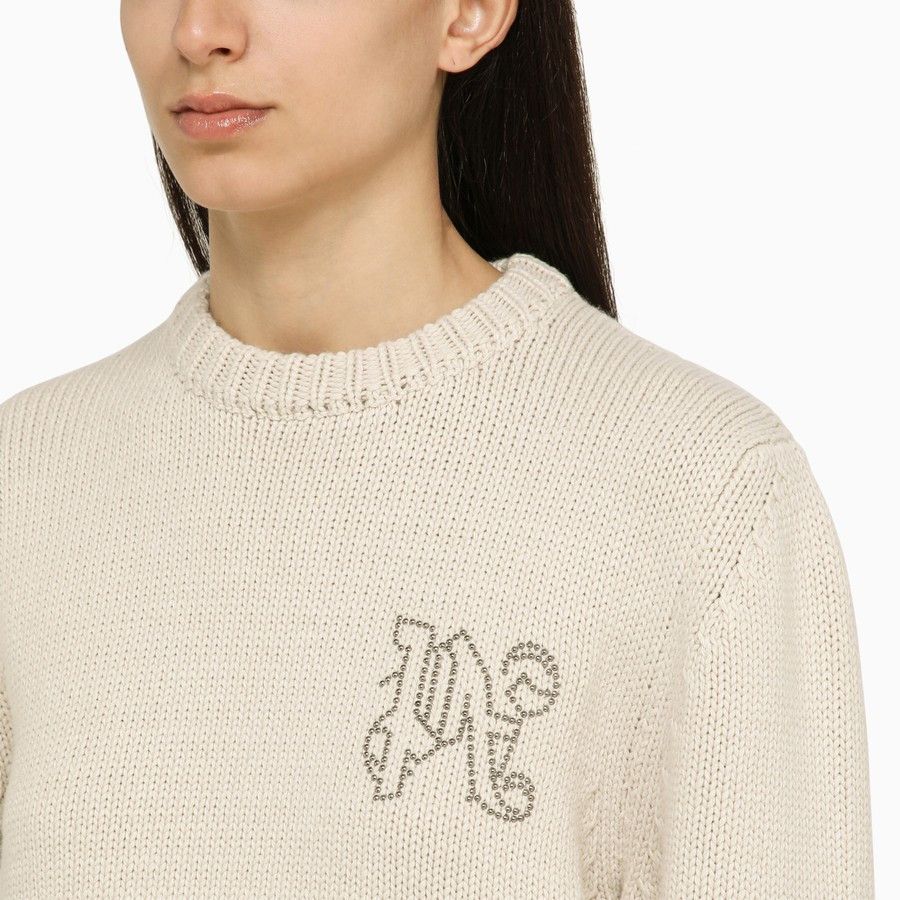 Palm Angels o1d2blof0924 Sweaters With Logo In White Size S / US 4 / IT 40 - 4 Thumbnail
