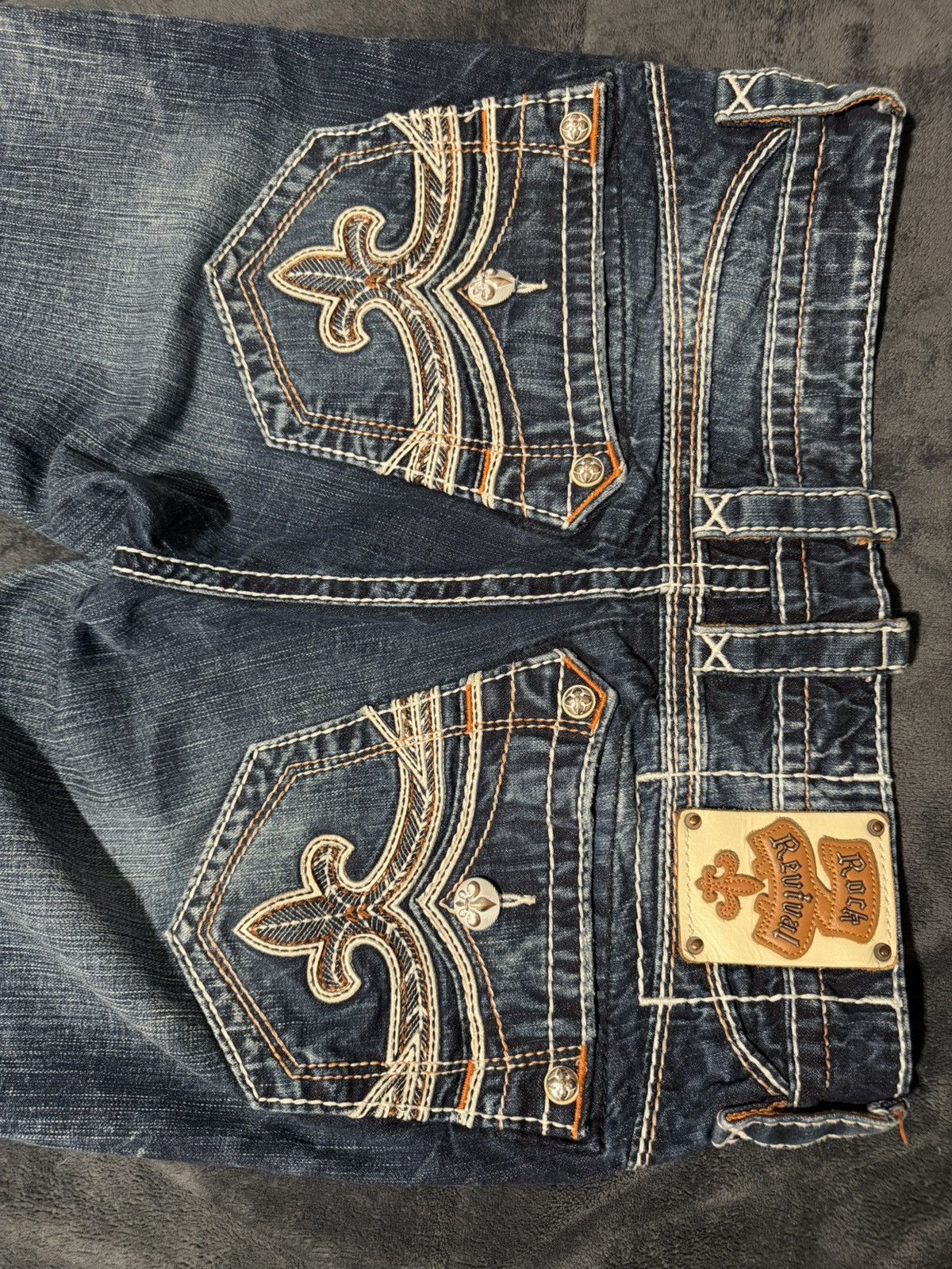 Rock Revival Rock Revival Straight Blue with White and Orange Stitching Size US 32 / EU 48 - 4 Thumbnail