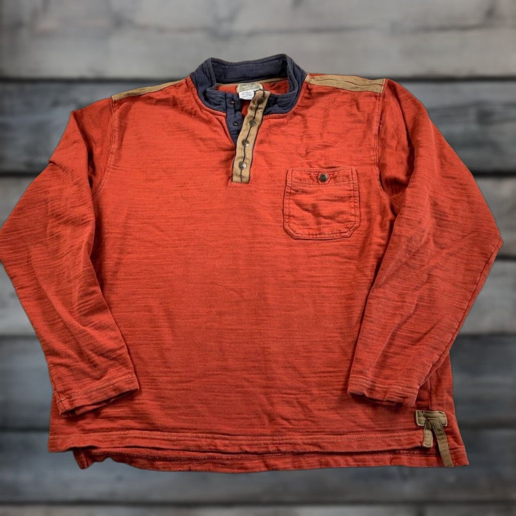 The Territory Ahead Territory Ahead Henley Sweatshirt Adult XL Dark Orange Snap Button Mens Size US XL / EU 56 / 4 - 1 Thumbnail