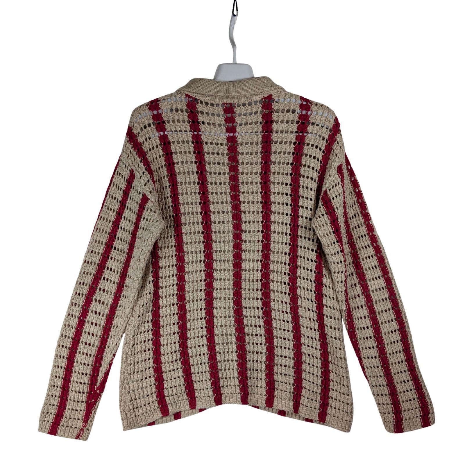 Unknown London Callahan Knitwear Striped Cardigan Red Cream Size Small USED Size S / US 4 / IT 40 - 2 Thumbnail