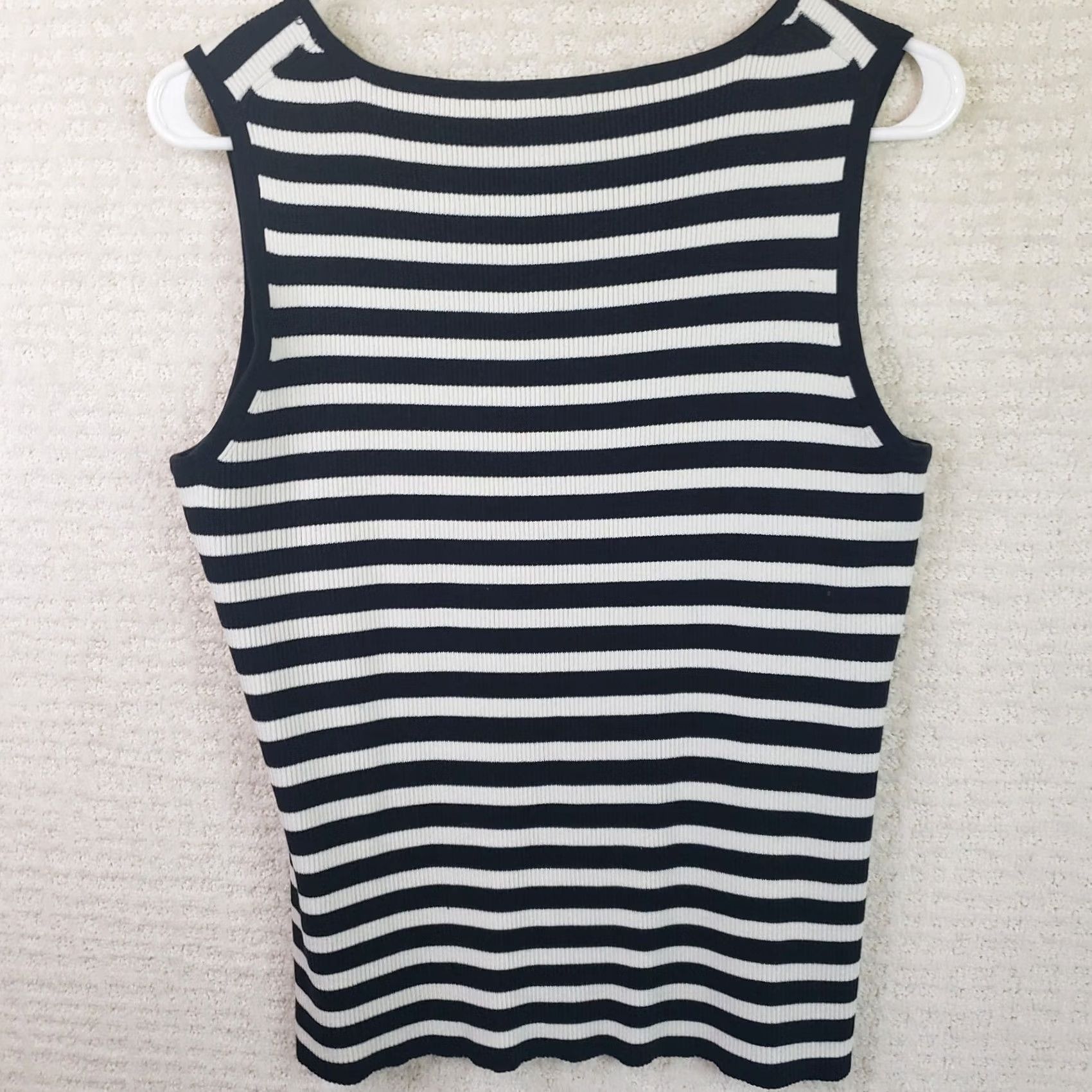 Vintage Cable & Gauge 2-Piece Set Black White Stripe Sleeveless Top Sweater XL Women Men? Size XL / US 12-14 / IT 48-50 - 6 Thumbnail