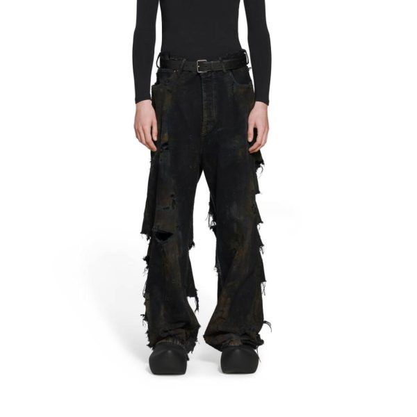 Balenciaga o1loc1c1124 745248 Super Destroyed Baggy Pant in Black Size US 30 / EU 46 - 5 Thumbnail