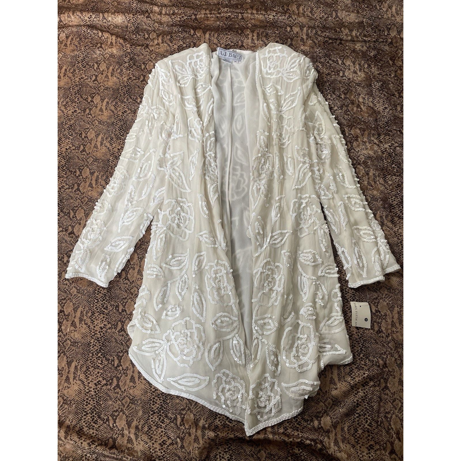 Vintage NWT AJ Bari Beaded Sequin Silk Long Sleeve Shirt Jacket 14 Size XL / US 12-14 / IT 48-50 - 1 Thumbnail