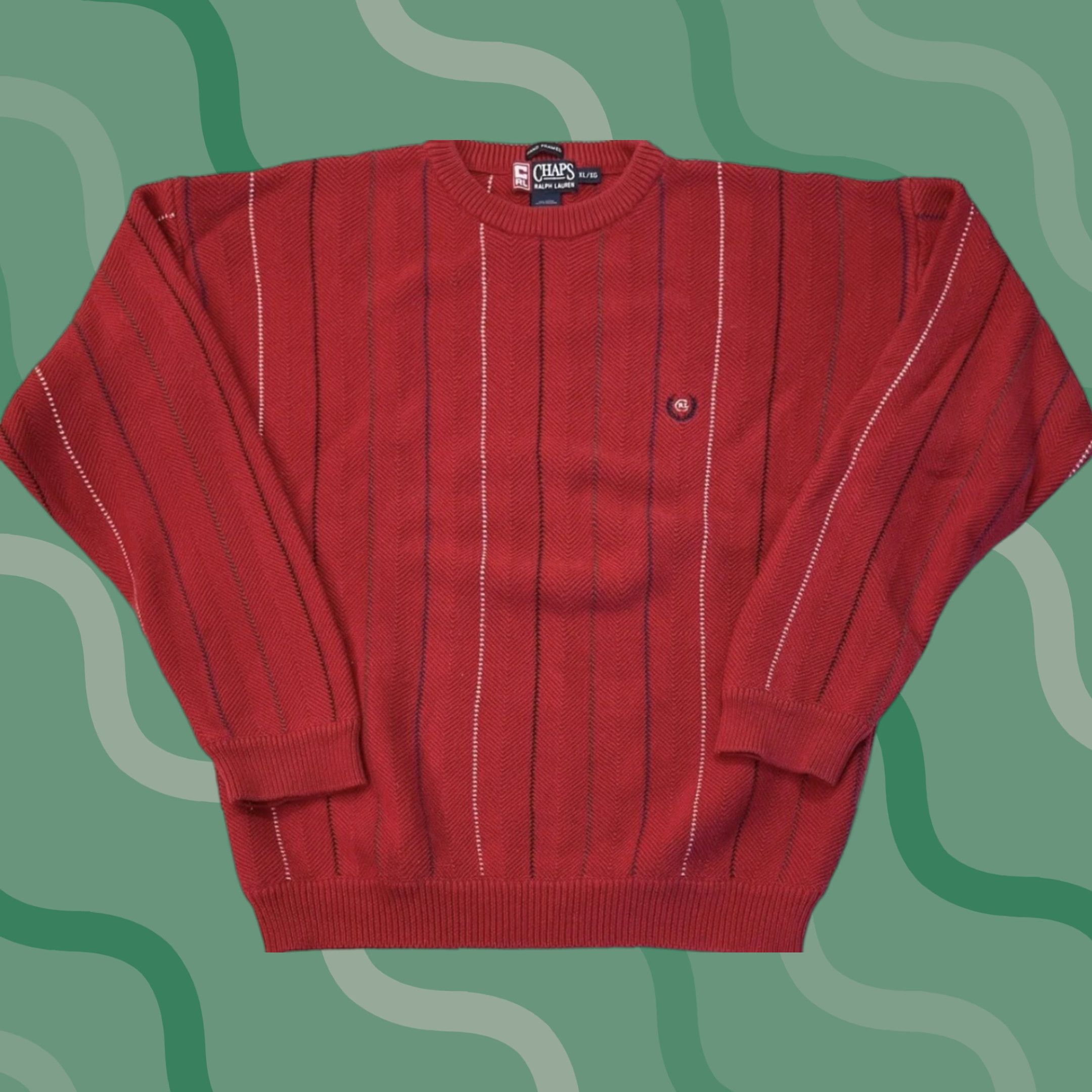 Chaps VINTAGE Chaps Ralph Lauren Sweater XL Mens Crew Neck Pullover Red Knit Cotton Logo Size US XL / EU 56 / 4 - 1 Thumbnail