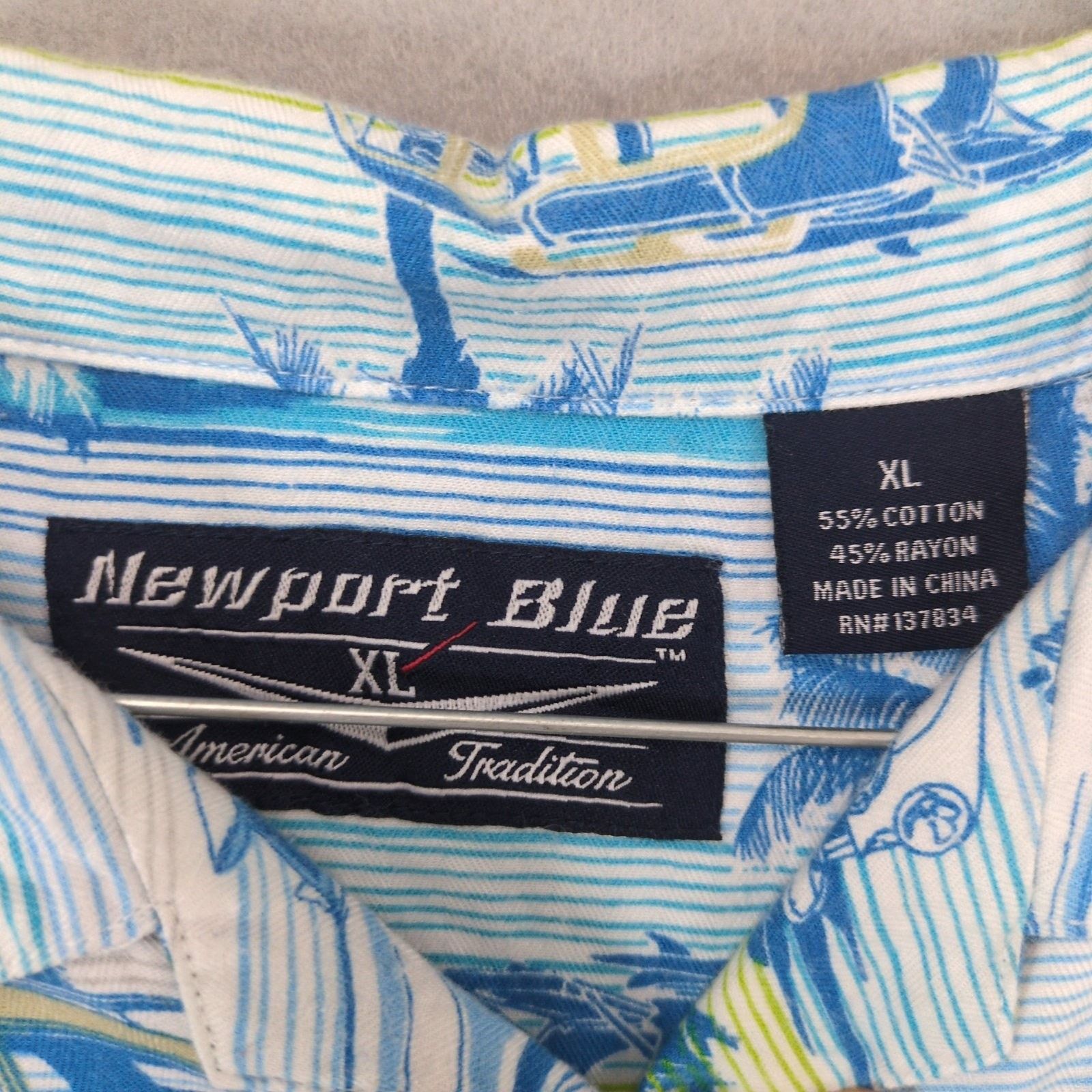 Other Newport Blue Men's XL Hawaiian Button Up Shirt Chevy Woodie Size US XL / EU 56 / 4 - 2 Thumbnail