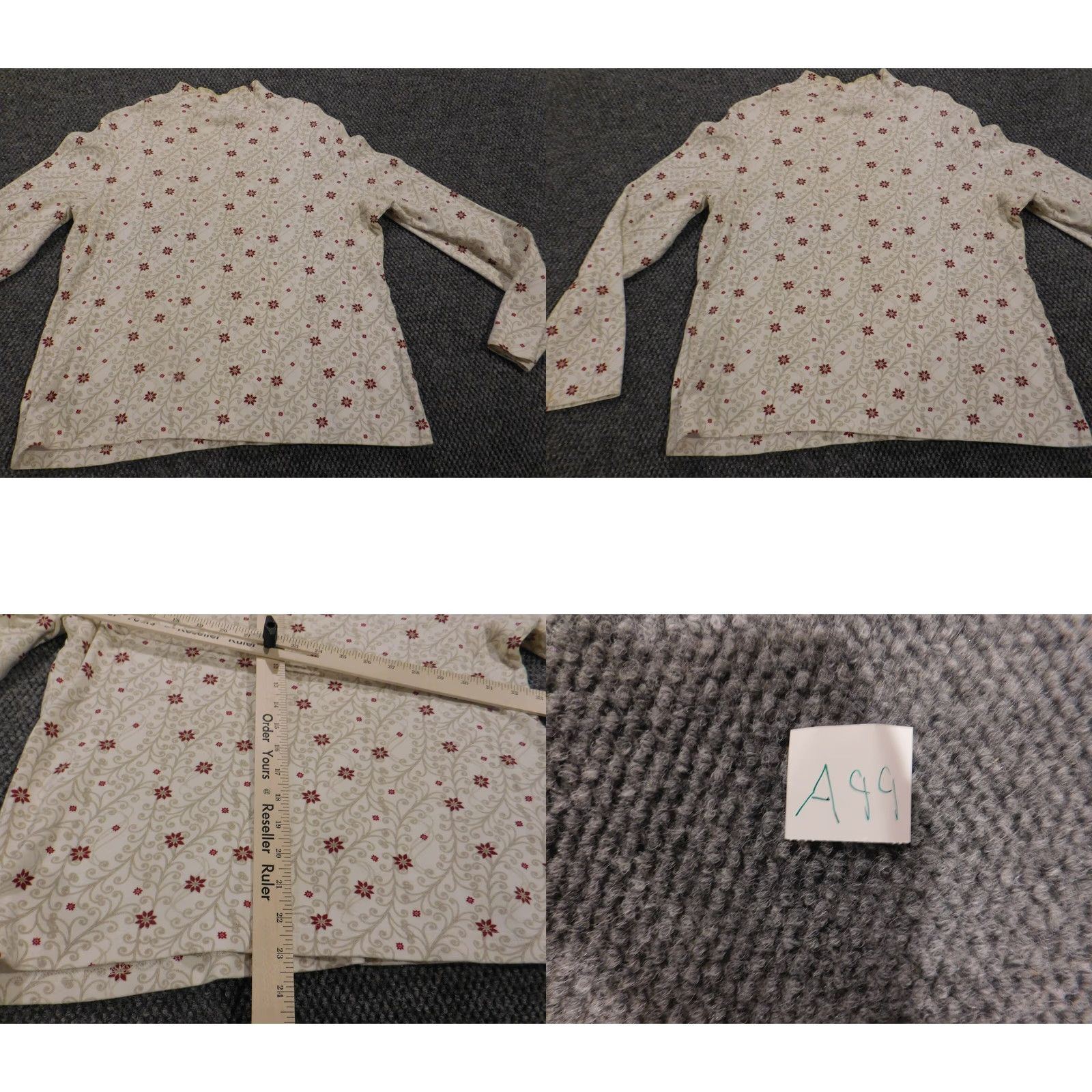 Croft & Barrow Croft & Barrow Blouse Womens Petite Large Gray Floral Stretch Crew Neck Pullover Casual Cotton Rayon Button Long Sleeve Regular Size L / US 10 / IT 46 - 8 Thumbnail