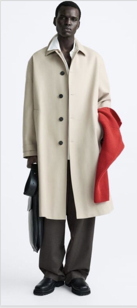 Zara Zara oversized cotton trench coat L-XL SAND BNWT Size US XL / EU 56 / 4 - 4 Thumbnail