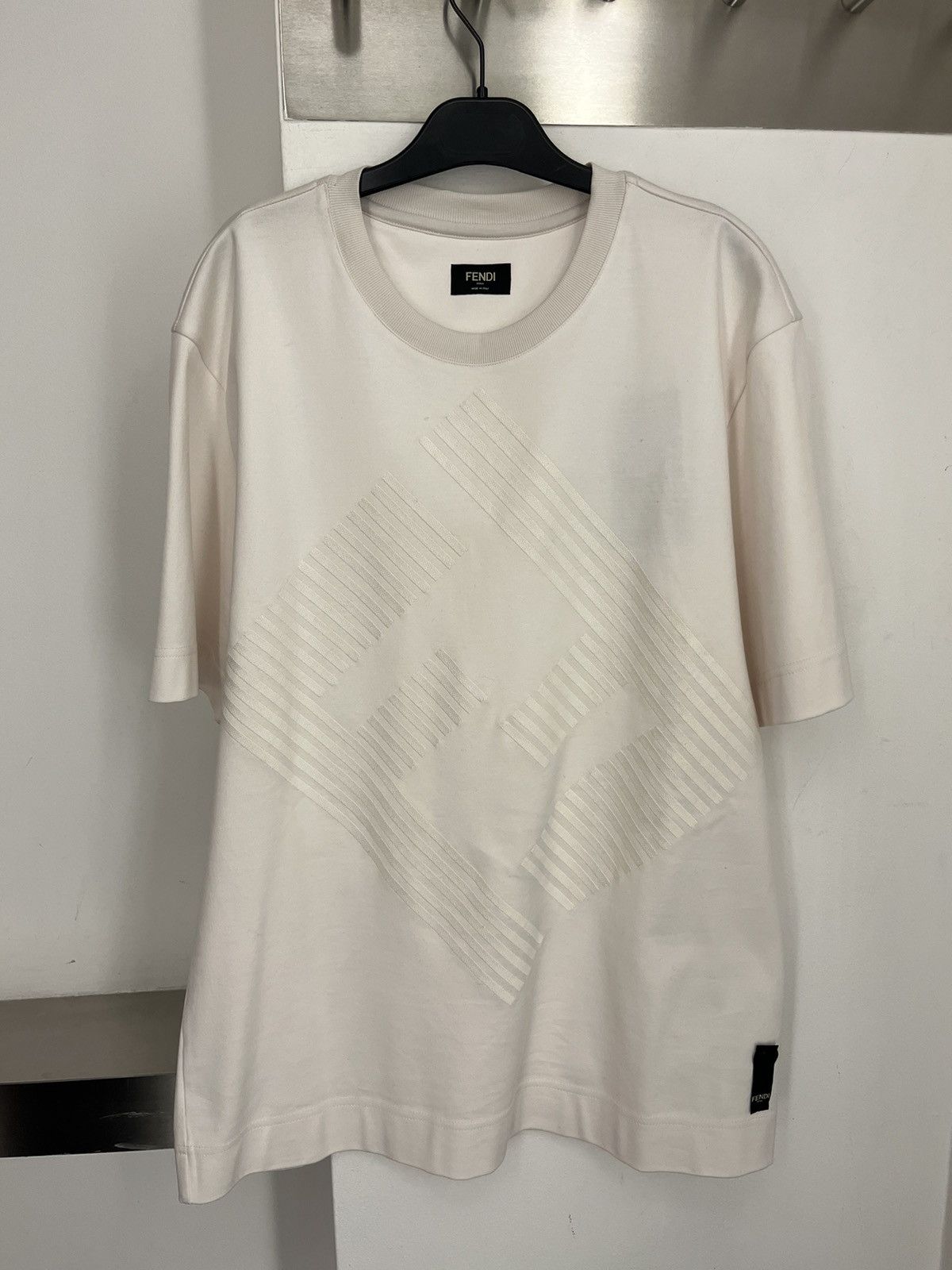 Image of Fendi Logo T-Shirt in Ecru, Men's (Size Small)