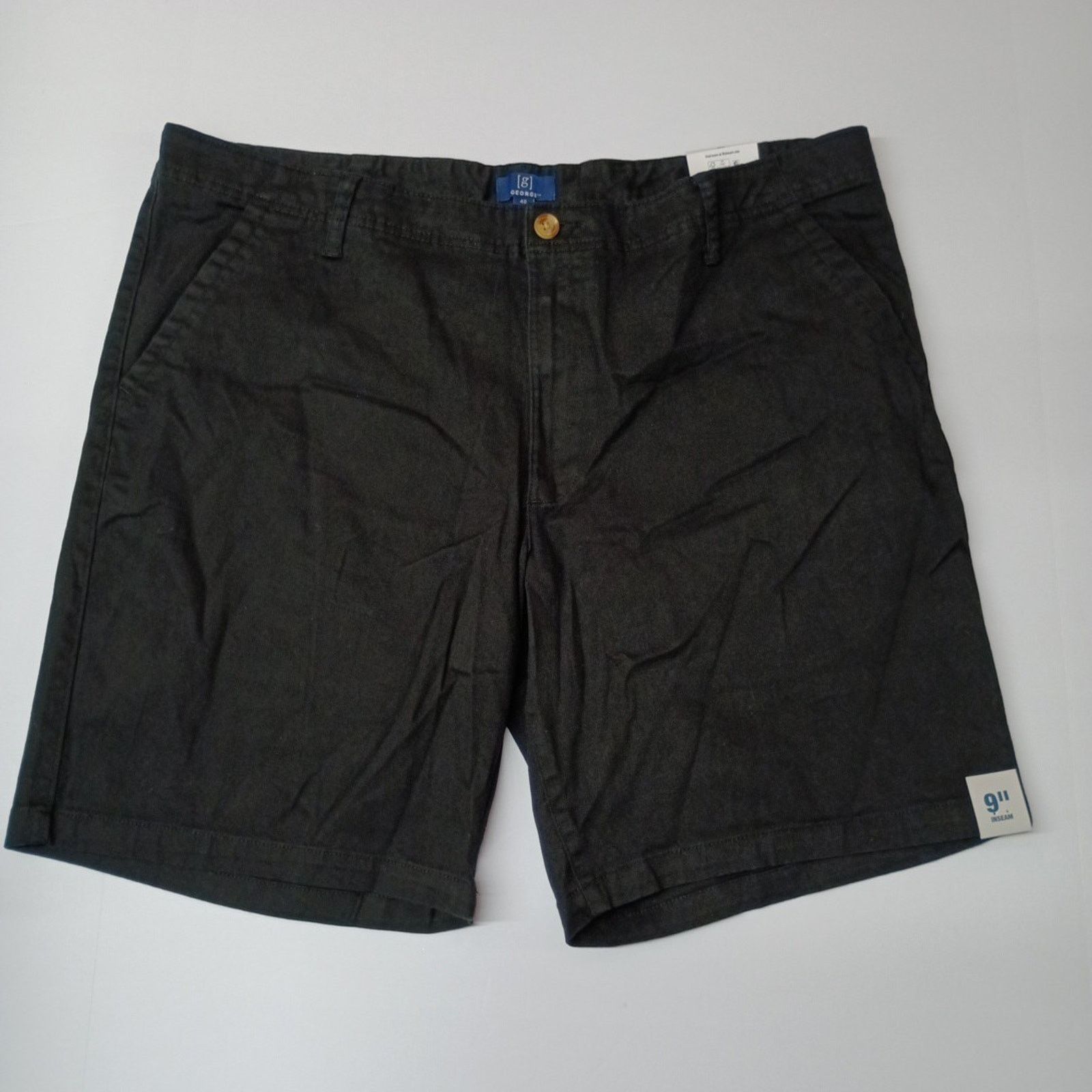 George George Twill Shorts Men's Size 40 Black Flat Front 9" Inseam Size US 40 / EU 56 - 1 Thumbnail