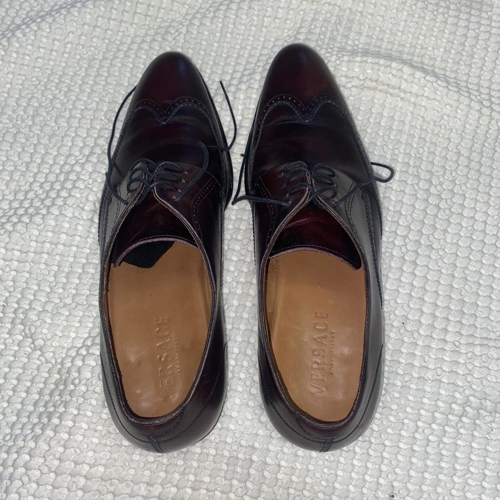 Versace Versace Men's Burgundy Leather Oxford Shoes Size US 9 / EU 42 - 1 Thumbnail