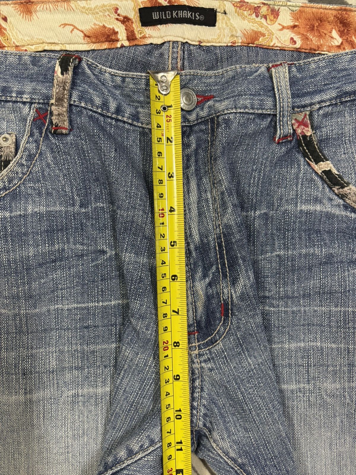 Karakuri Tamashii Vintage Japanese Brand Floral Whisker Baggy Distressed Jeans Size US 33 - 16 Thumbnail