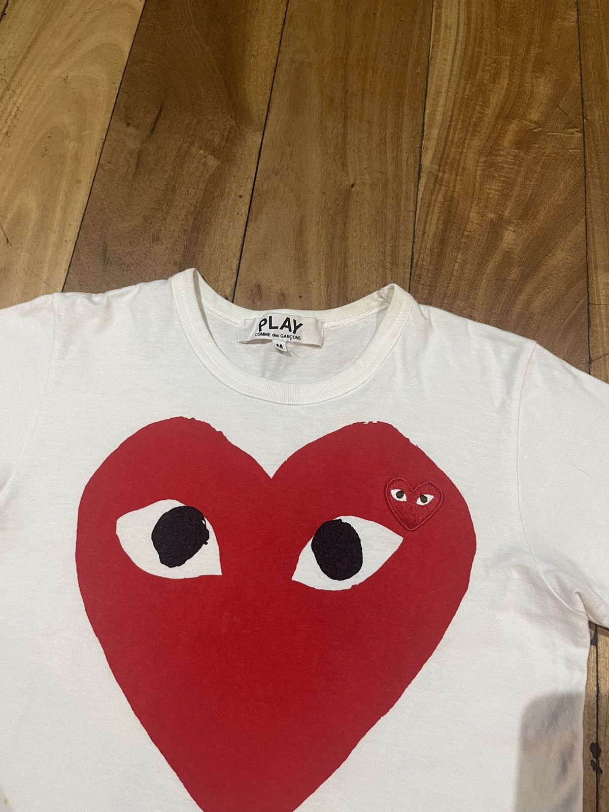 CDG by Comme des Garcons Vintage white res cdg t-shirt M fit Xs Rare double heart Size US XS / EU 42 / 0 - 2 Thumbnail